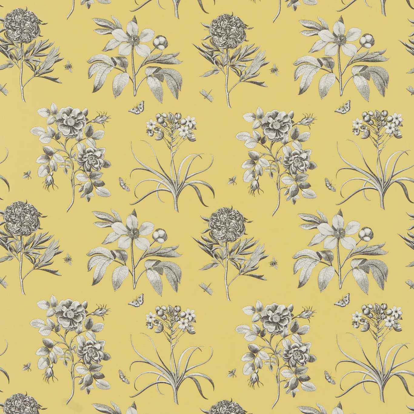 Etchings & Roses Empire Yellow Fabric by SAN
