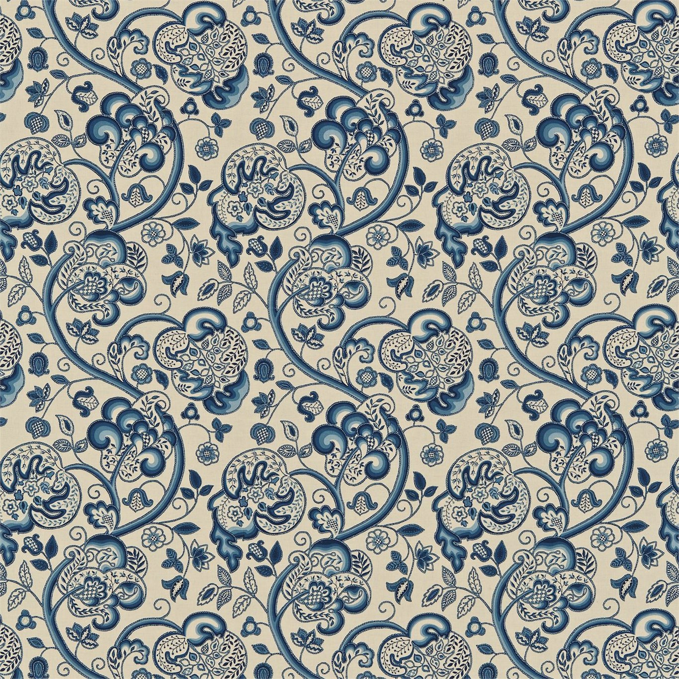 Wycombe Indigo/Linen Fabric by SAN