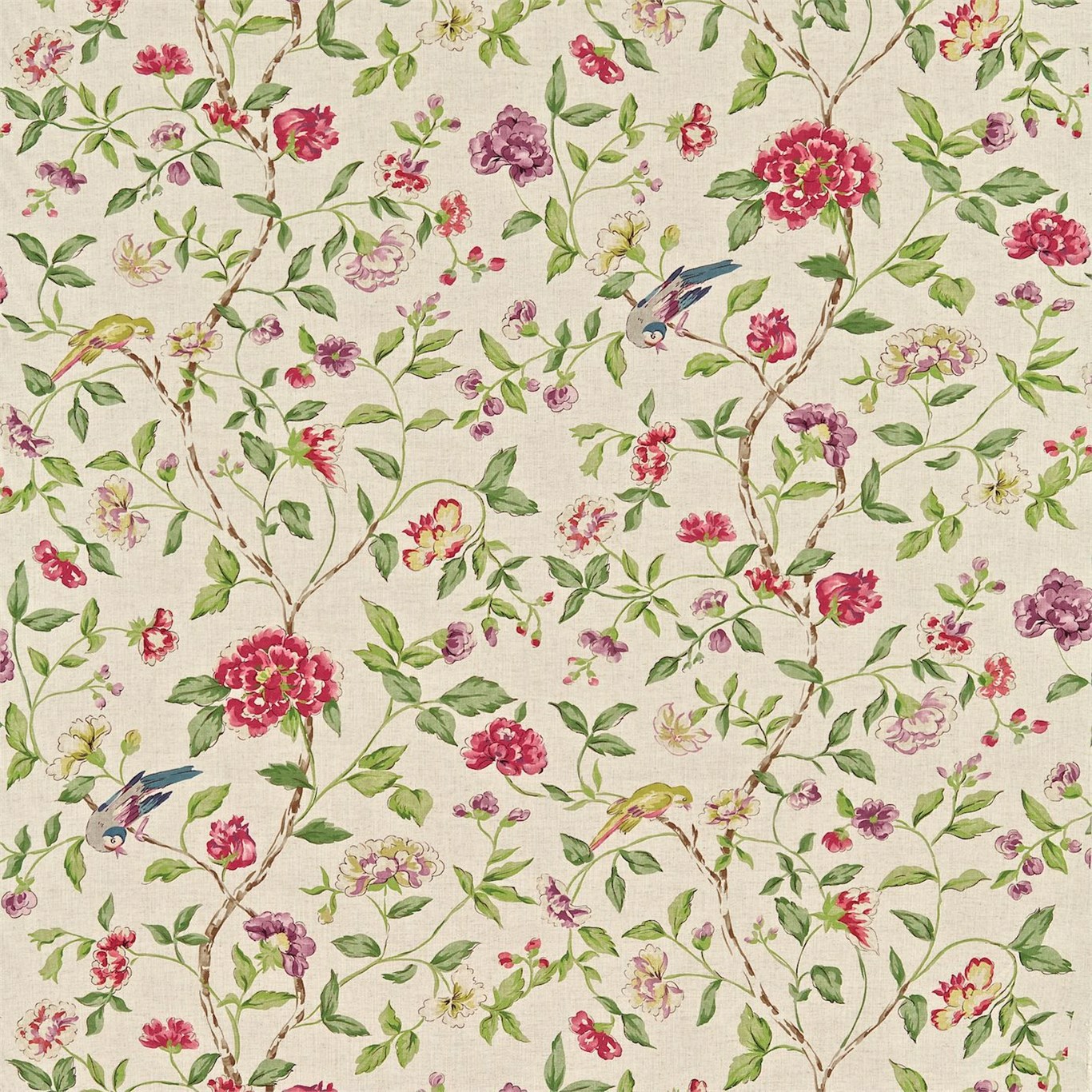 Sissinghurst Moss/Strawberry Fabric by SAN
