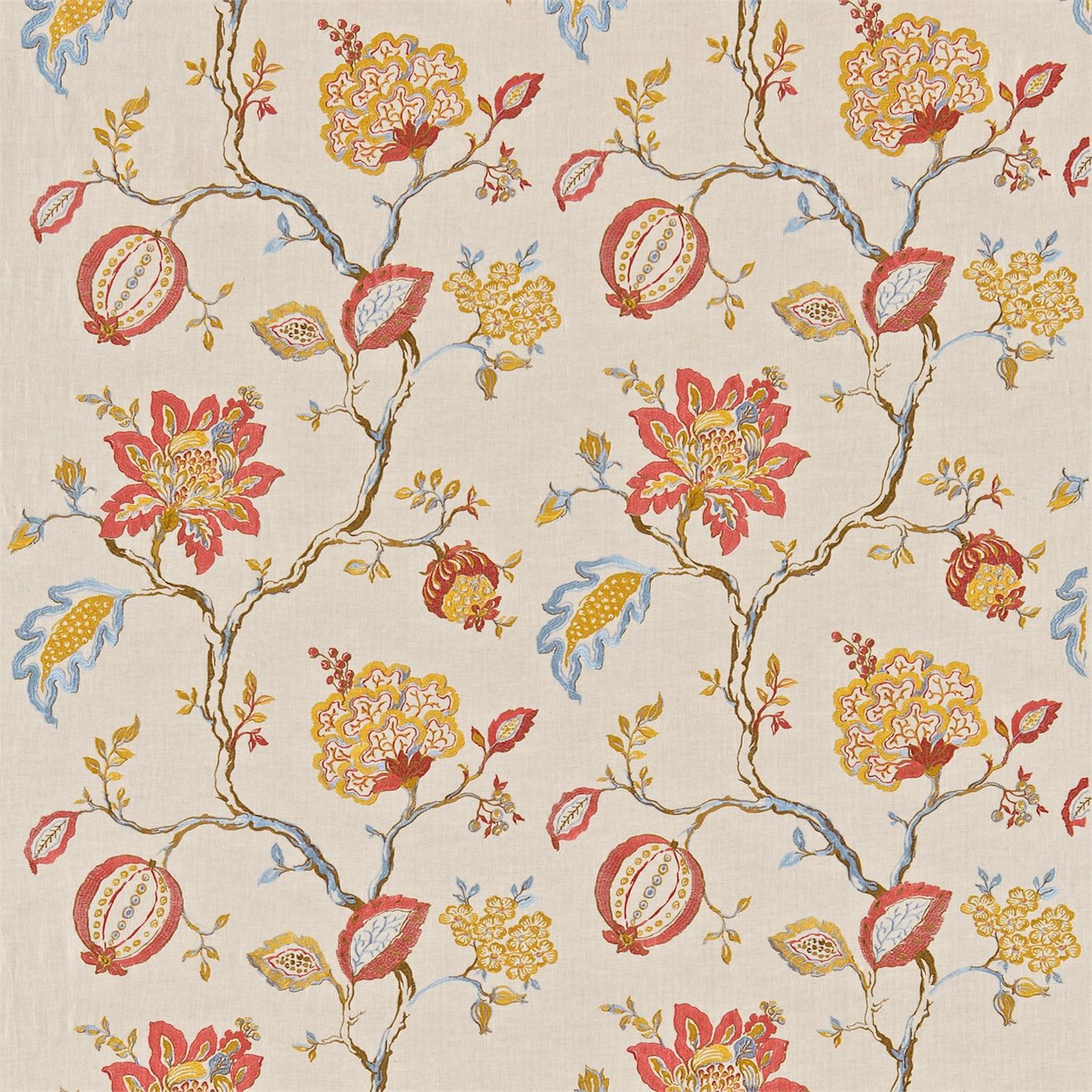 Hadham Pomegranate/Linen Fabric by SAN