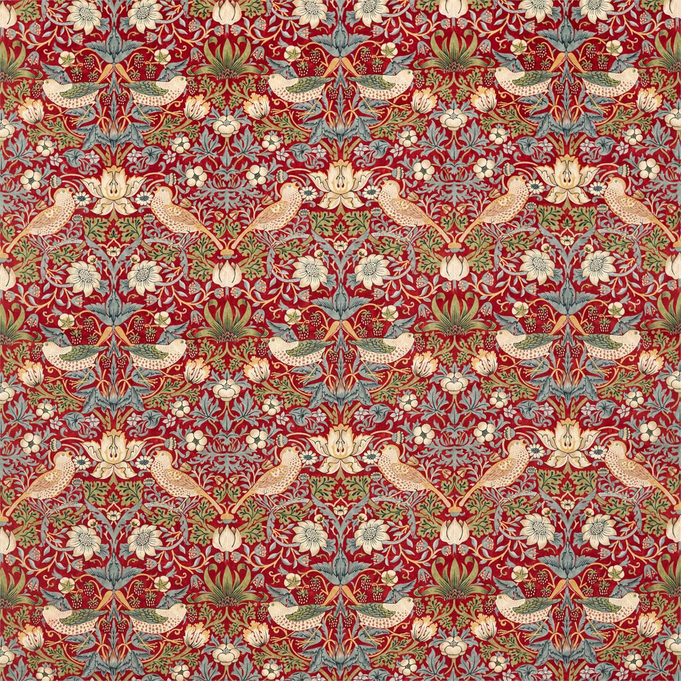 Strawberry Thief Velvet Crimson/Slate Fabric by MOR