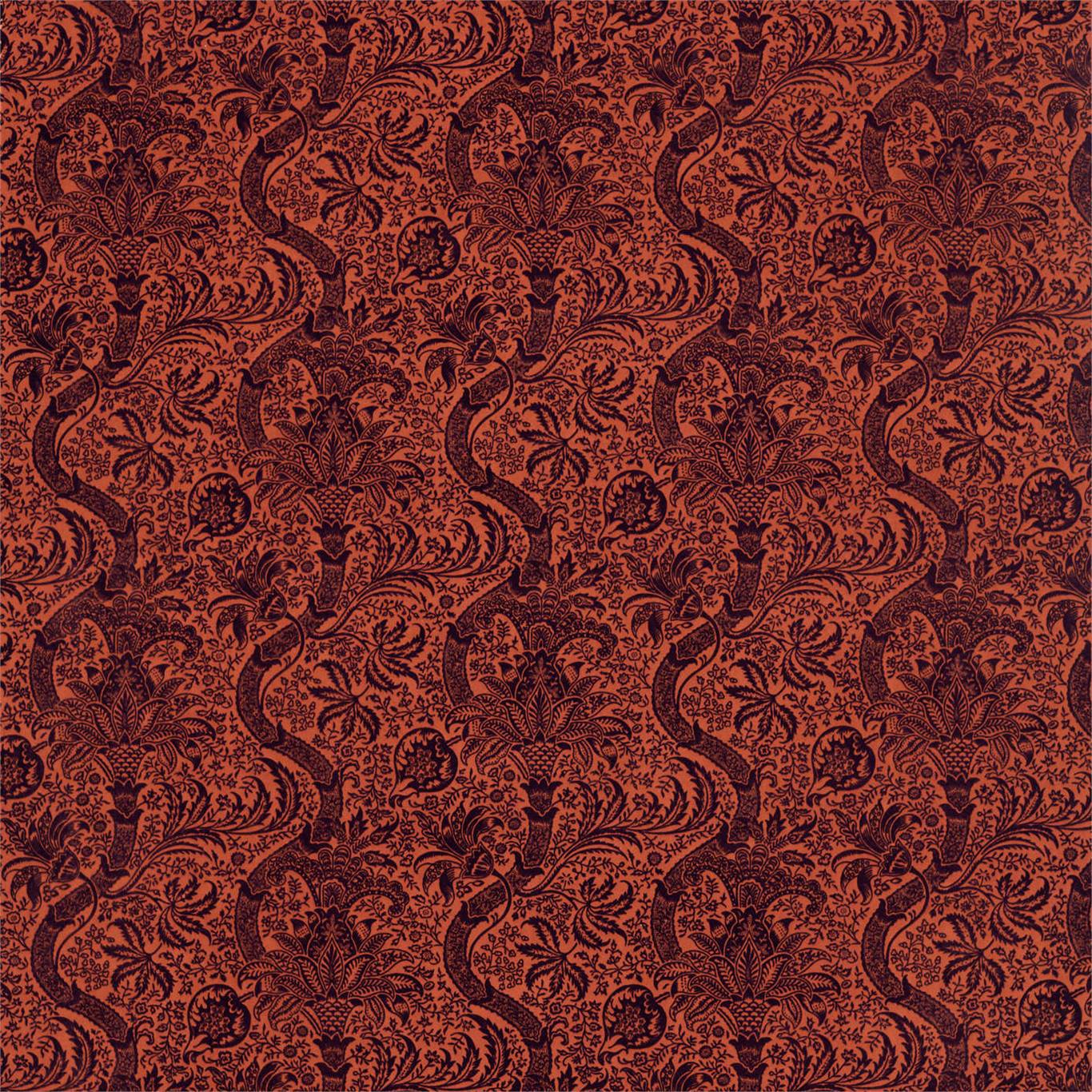 Indian Flock Velvet Russet/Mulberry Fabric by MOR