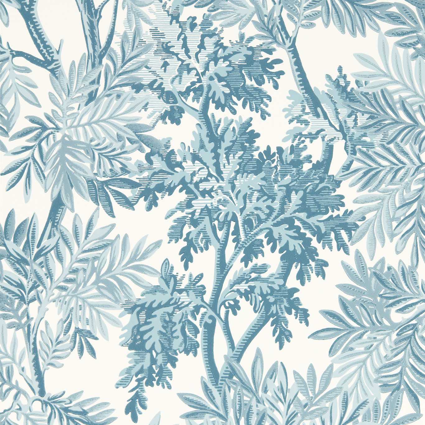 Tapestry Trees Pottery Blue Wallpaper by SAN