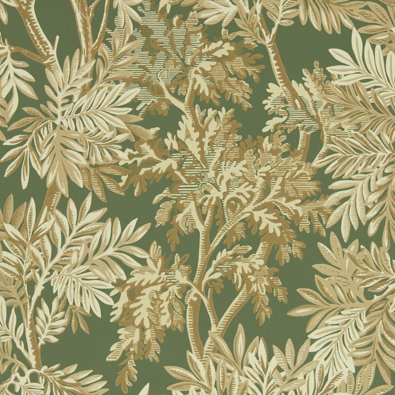 Tapestry Trees Woodland Green Wallpaper by SAN