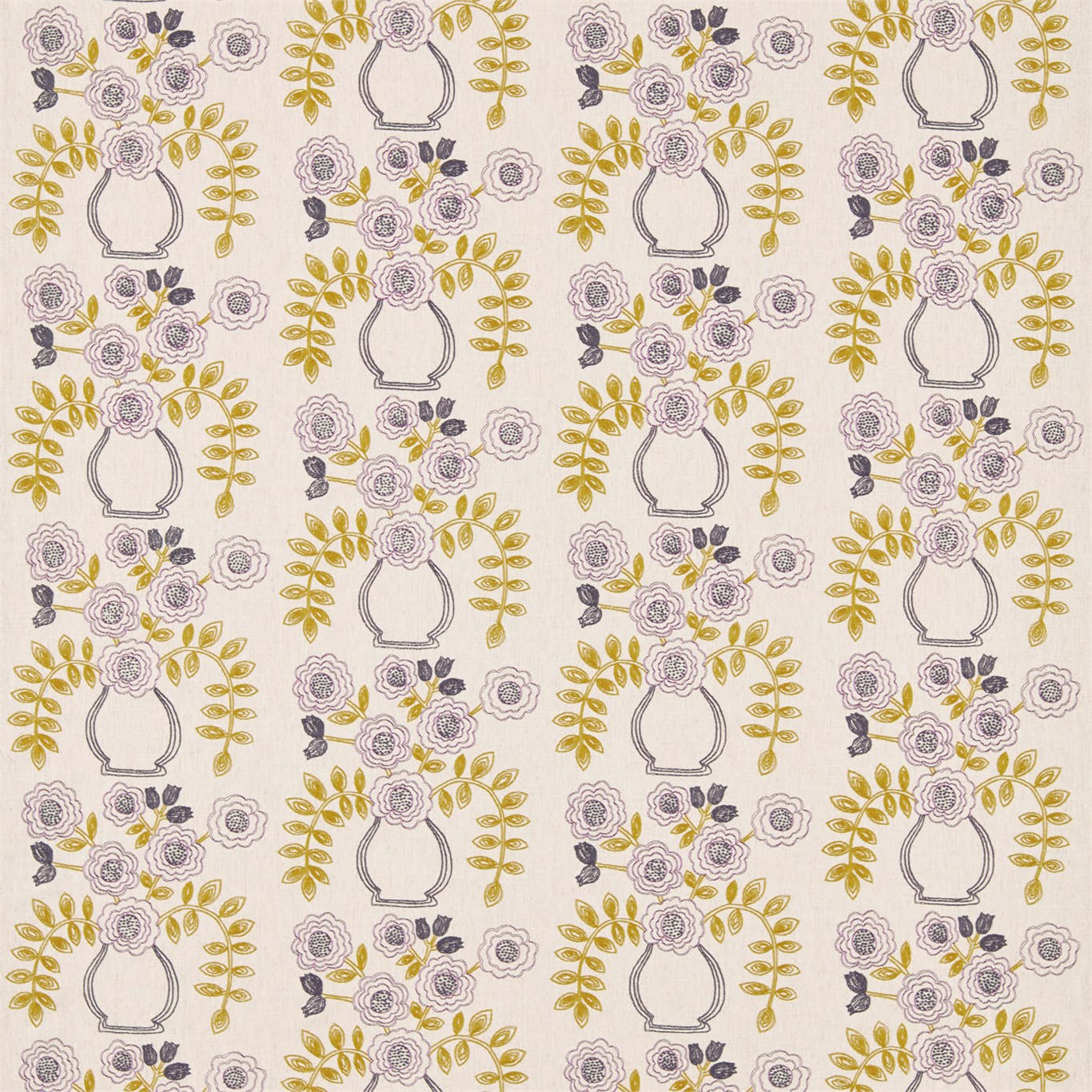 Flower Pot Fig/Olive Fabric by SAN