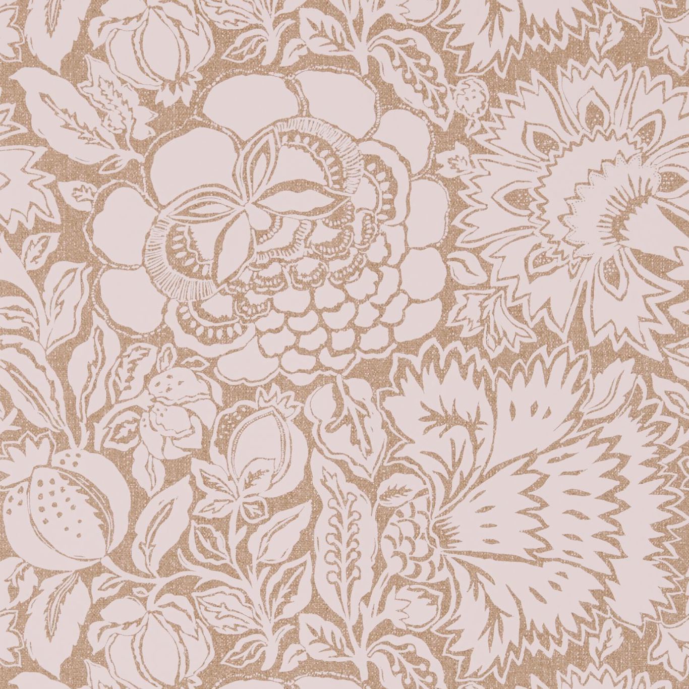 Poppy Damask Linen/Natural Wallpaper by SAN