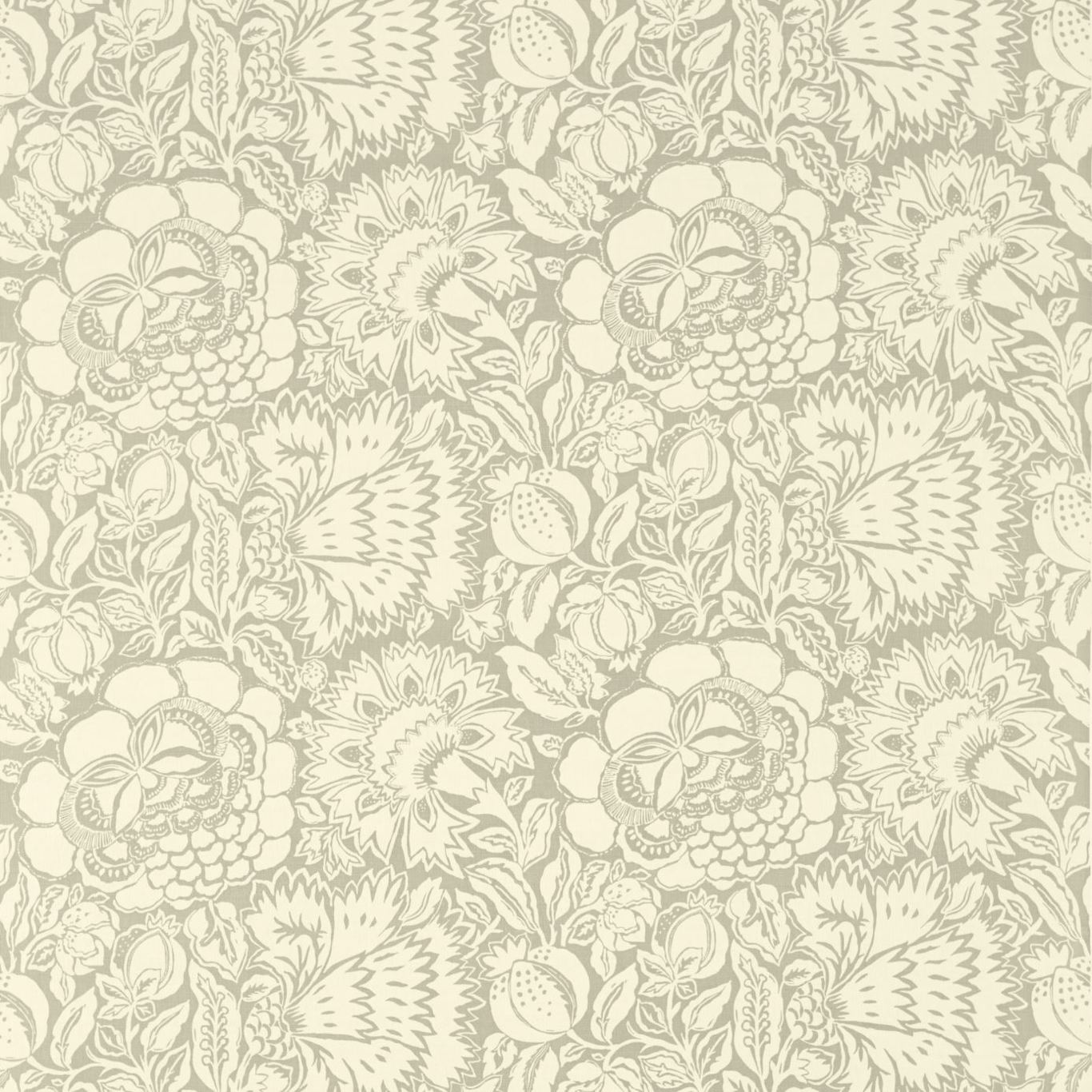 Poppy Damask Silver/Ivory Fabric by SAN