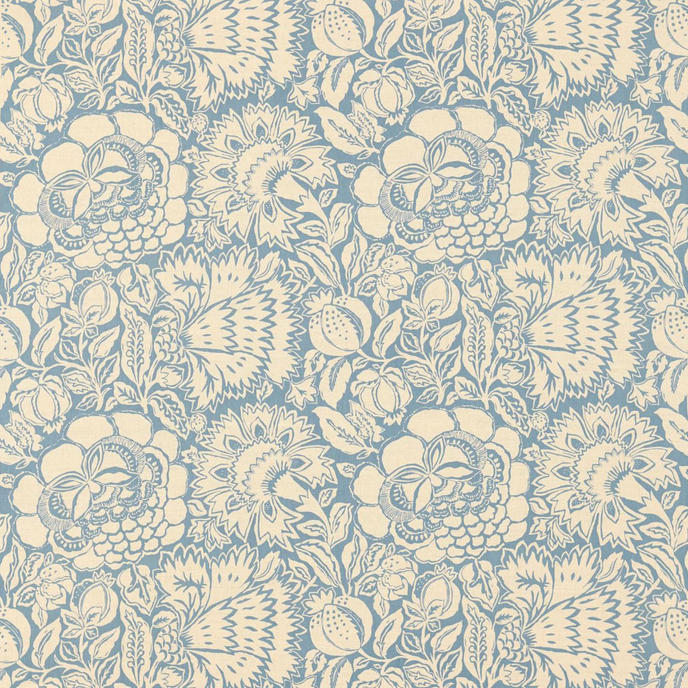 Poppy Damask Indigo/Natural Fabric by SAN