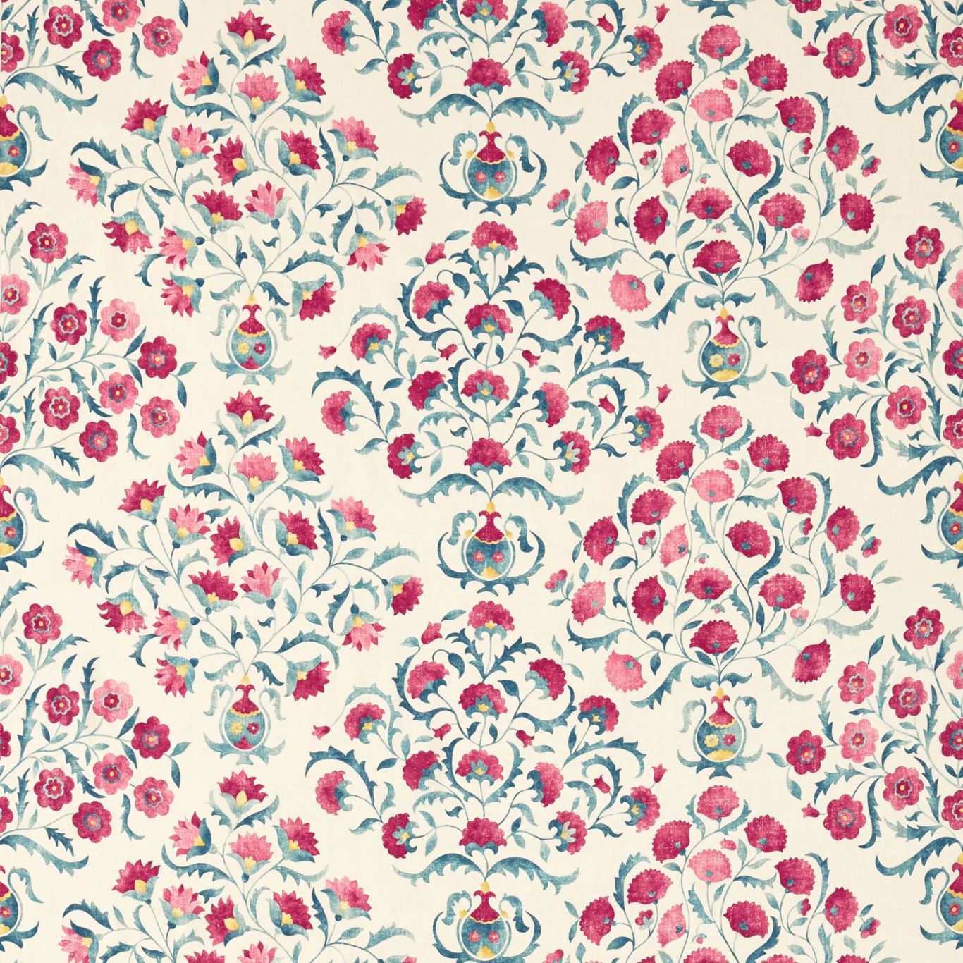 Ottoman Flowers Cherry/Indigo Fabric by SAN