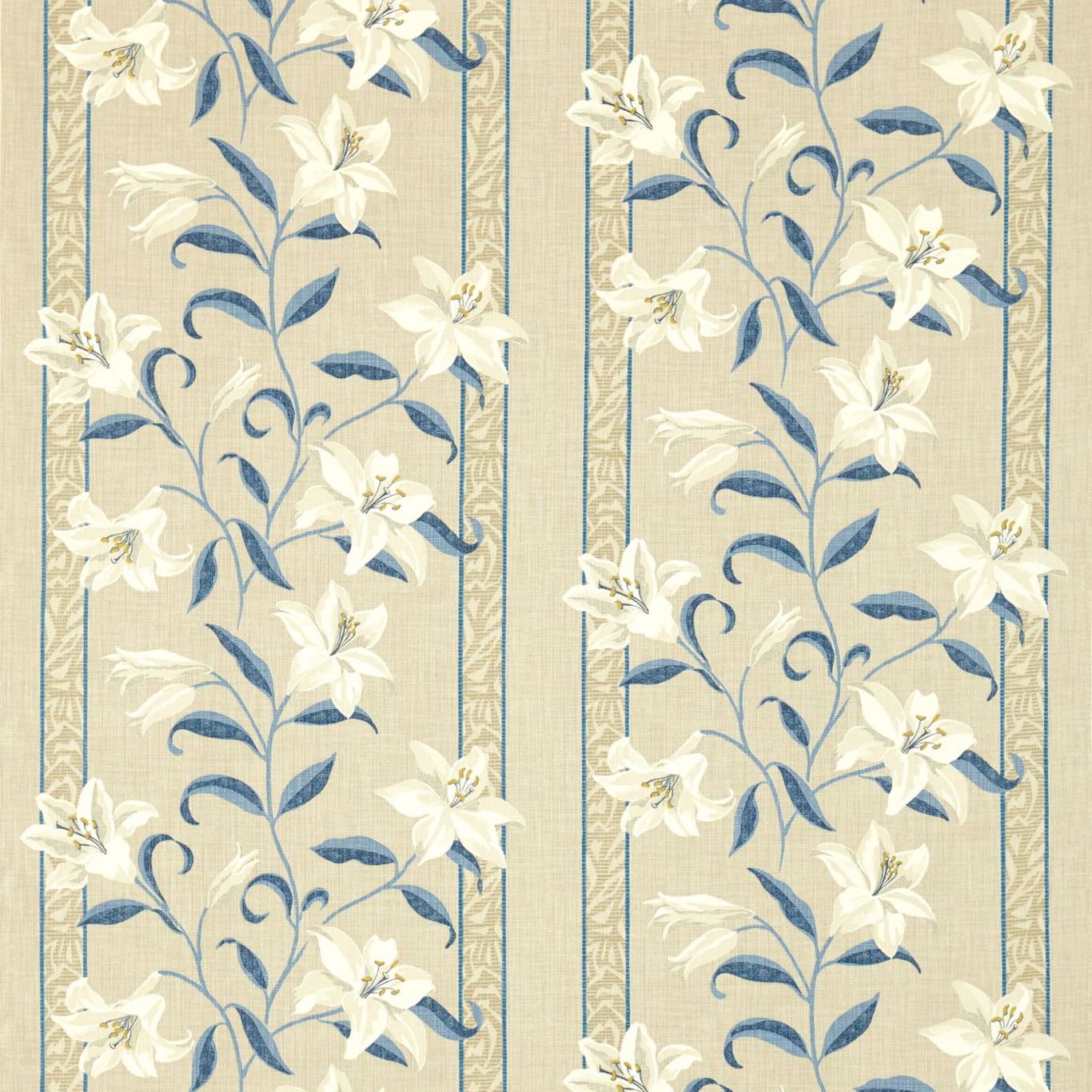 Lilium Indigo/Linen Fabric by SAN