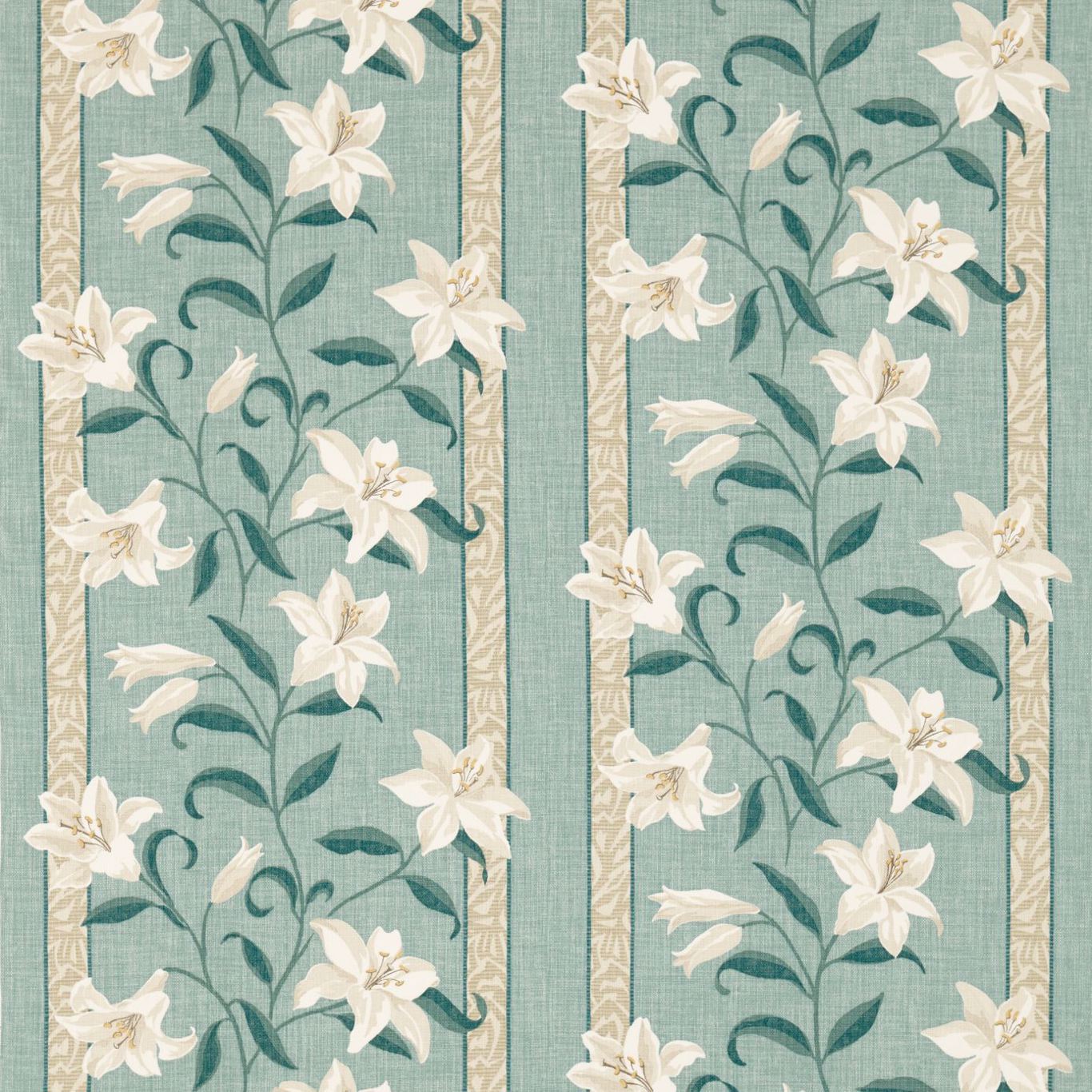 Lilium Aqua/Natural Fabric by SAN