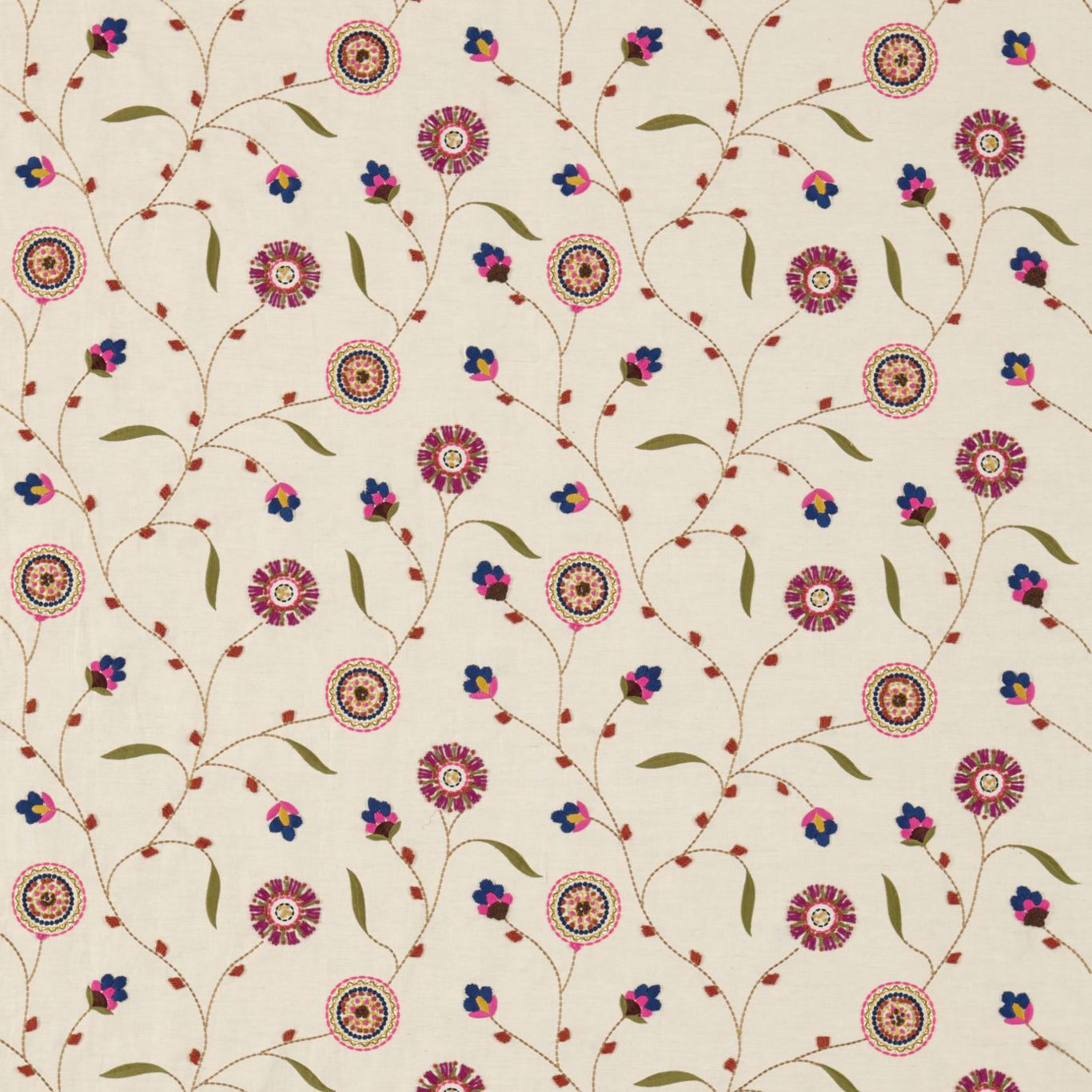 Boho Flowers Magenta/Multi Fabric by SAN