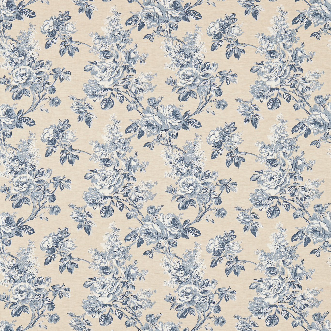 Sorilla Damask Indigo/Linen Fabric by SAN