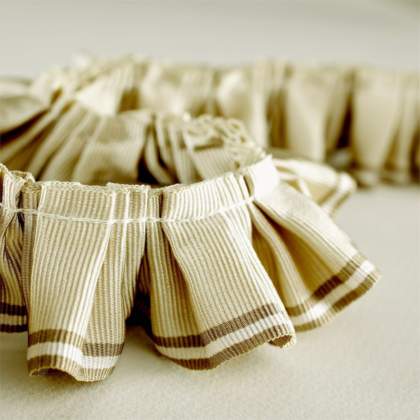 Pleated Ruffle Ecru/Linen Trimmings by SAN