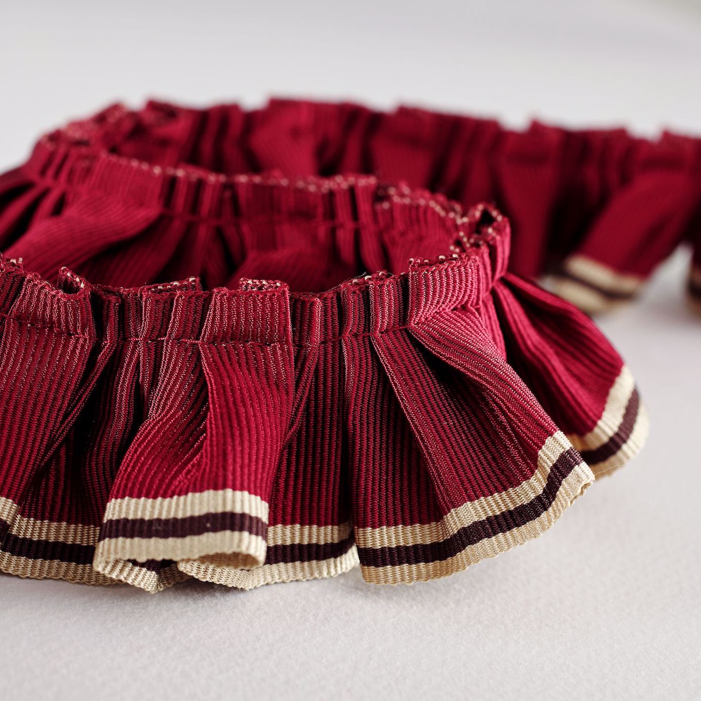 Pleated Ruffle Red/Linen Trimmings by SAN