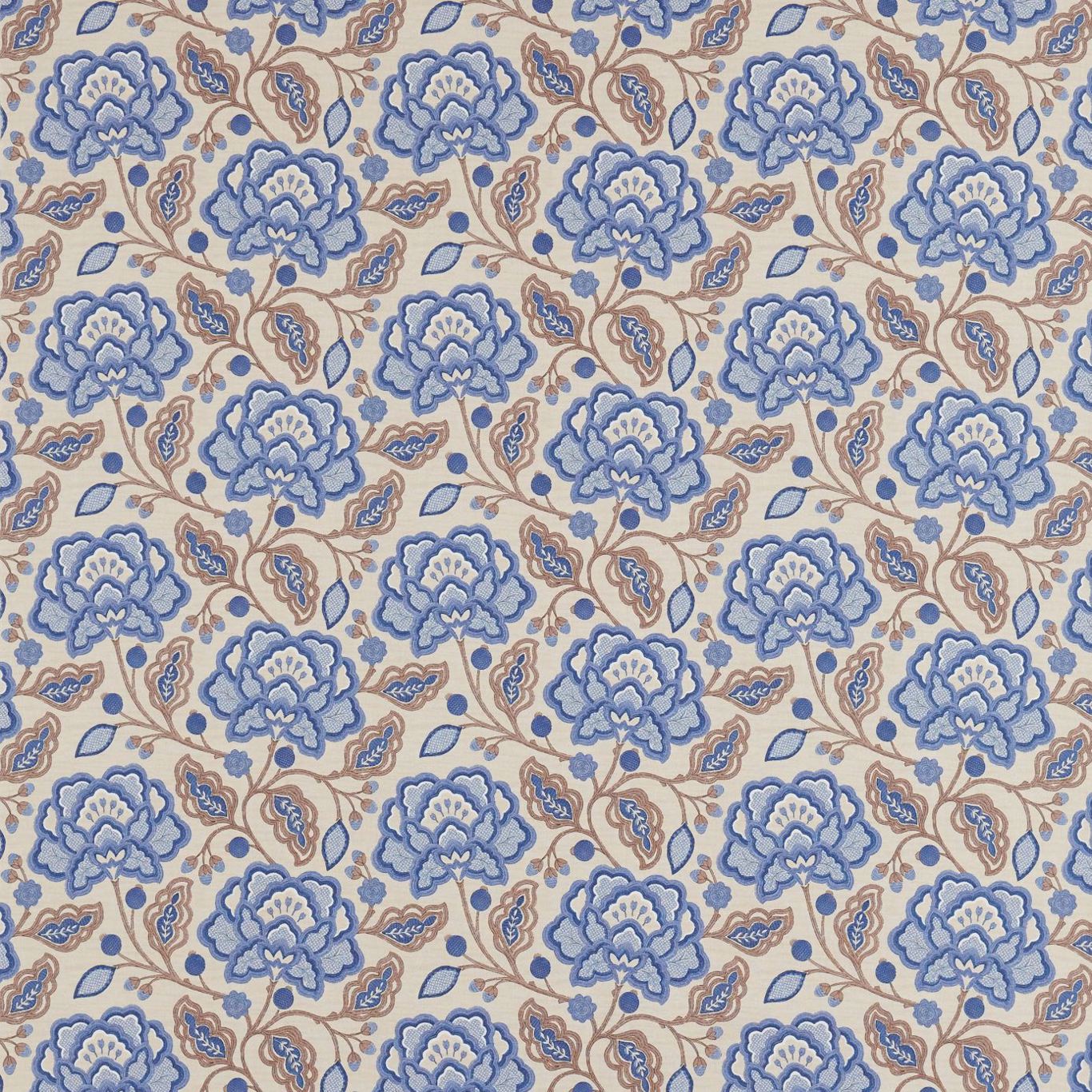 Magnolia Garden Indigo/Taupe Fabric by SAN