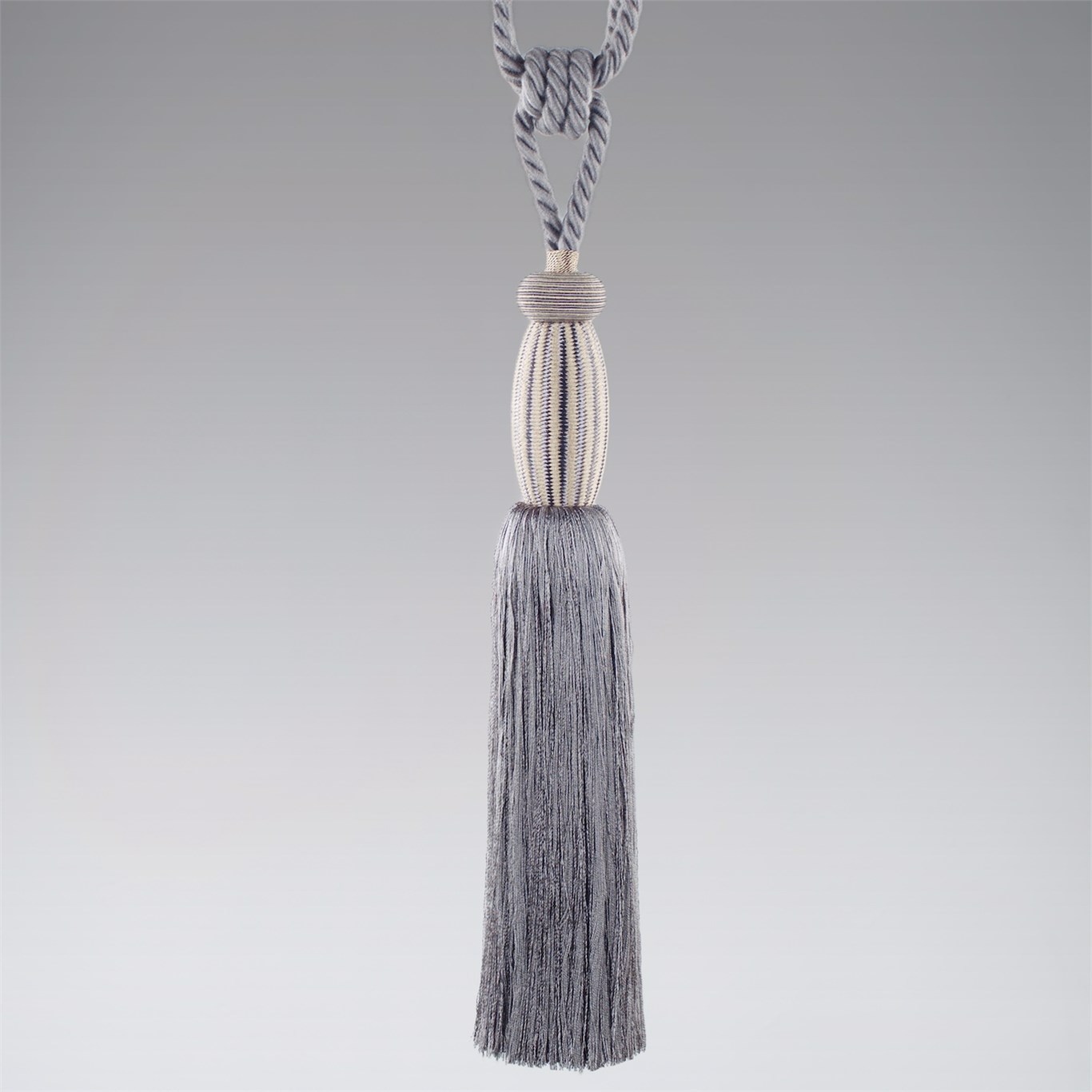 Tassel Tieback Pewter/Linen Trimmings by SAN