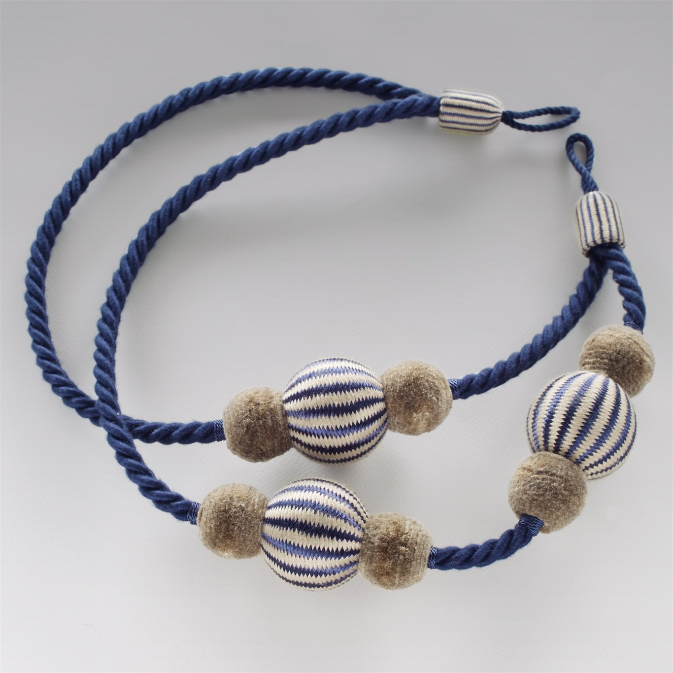 Pom Pom Tieback Indigo/Linen Trimmings Sanderson by Sanderson Design