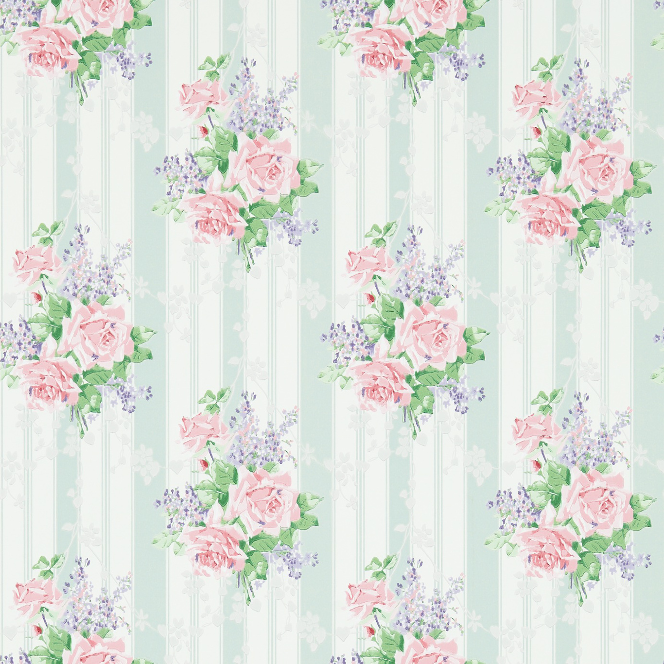 Cecile Rose Duck Egg/Rose Wallpaper by SAN