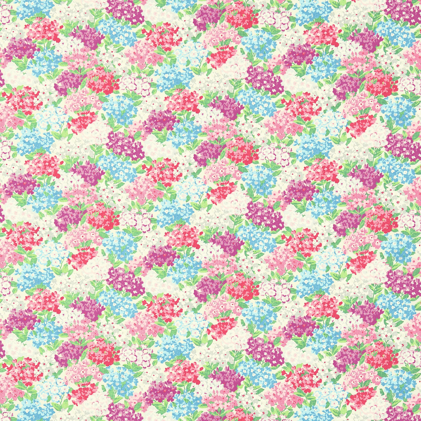 Cottage Garden Scarlett/Cobalt Fabric by SAN