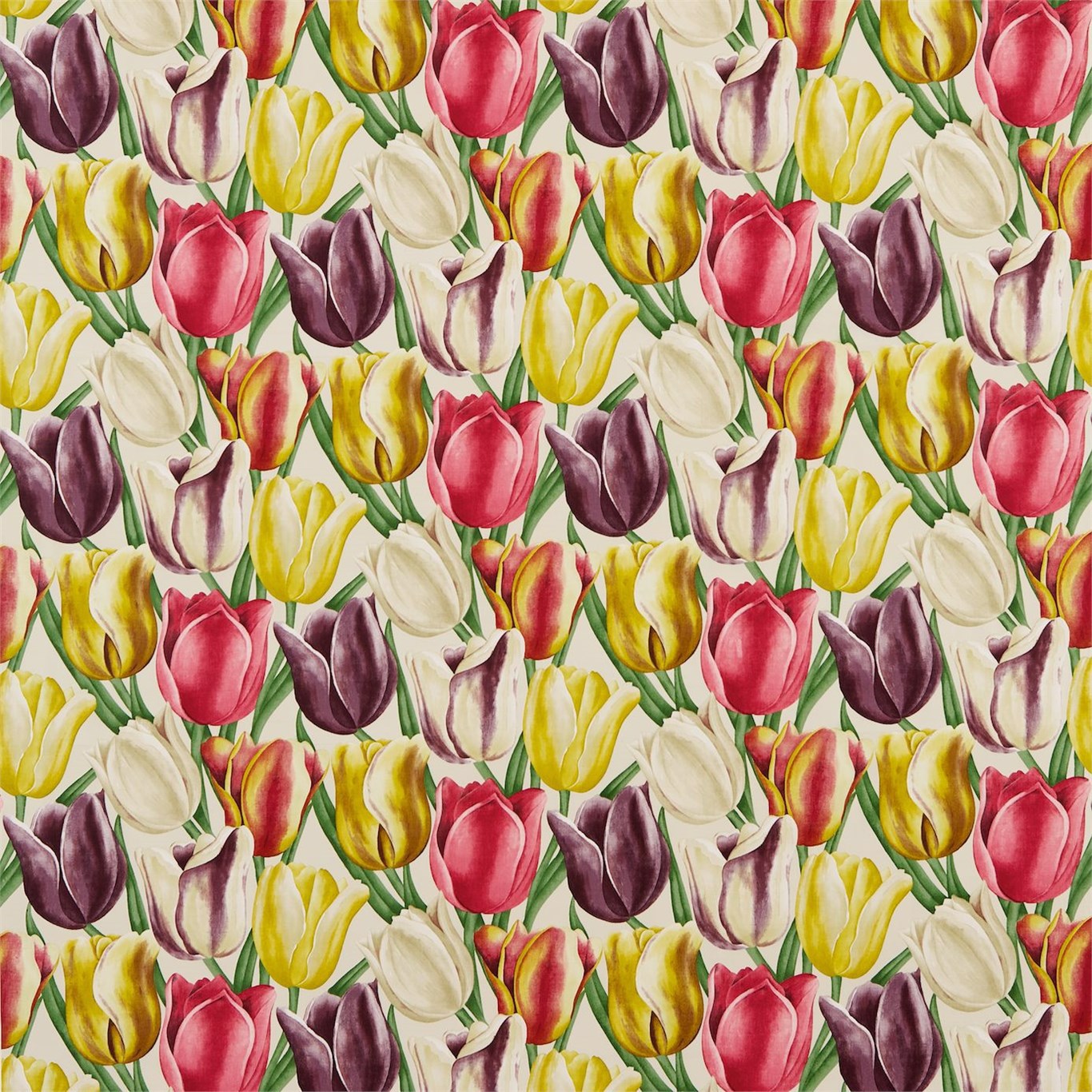 Early Tulips Aubergine/Cherry Fabric by SAN