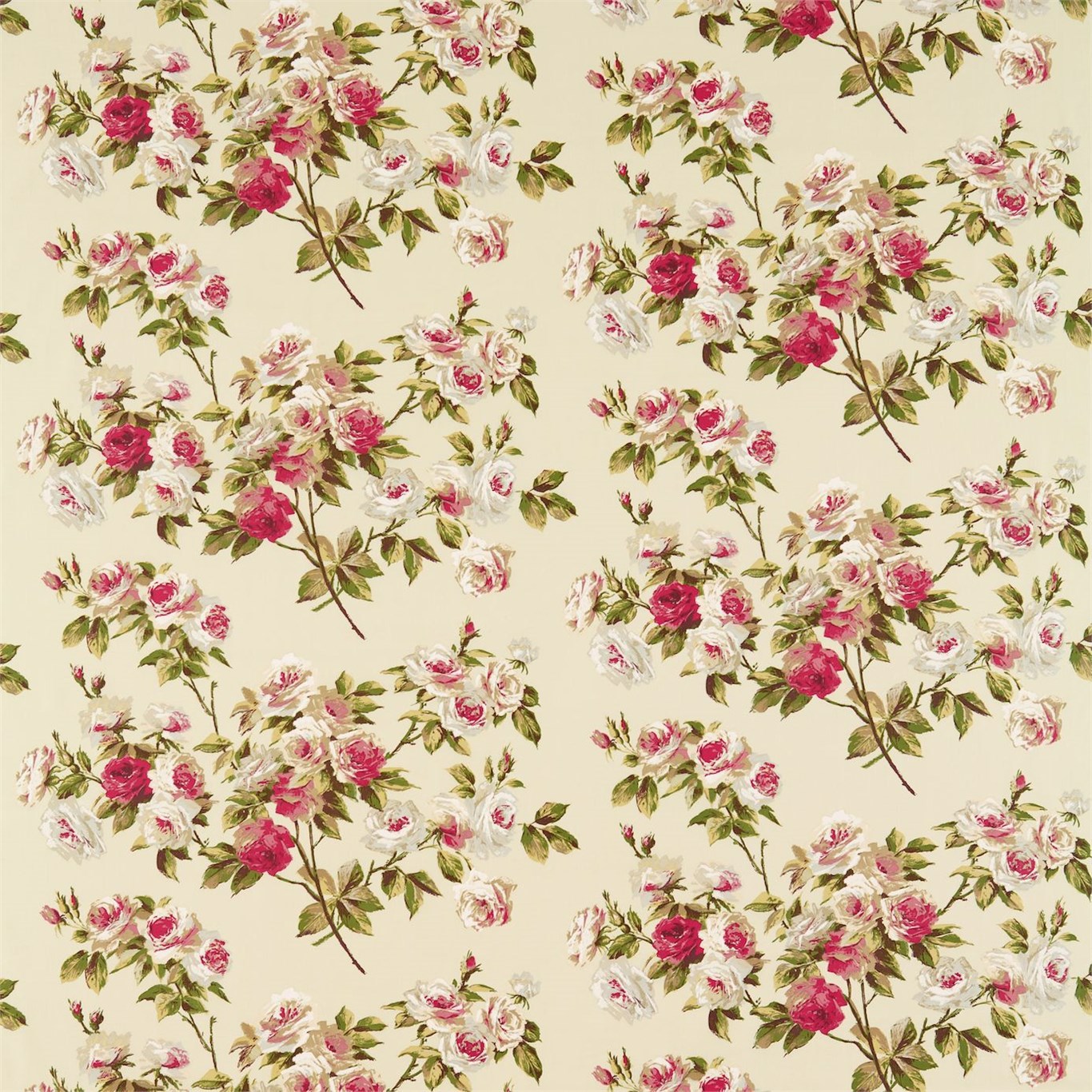 Eglantine Rose/Moss Fabric by SAN
