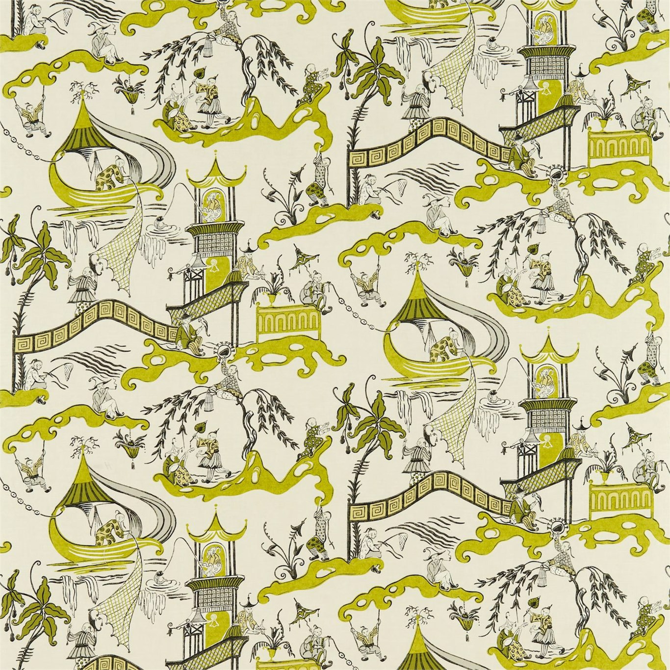 Shops Sanderson Pagoda River Fabric~ Sanderson Water Garden Fabrics~Sanderson Chinoiserie Fabrics