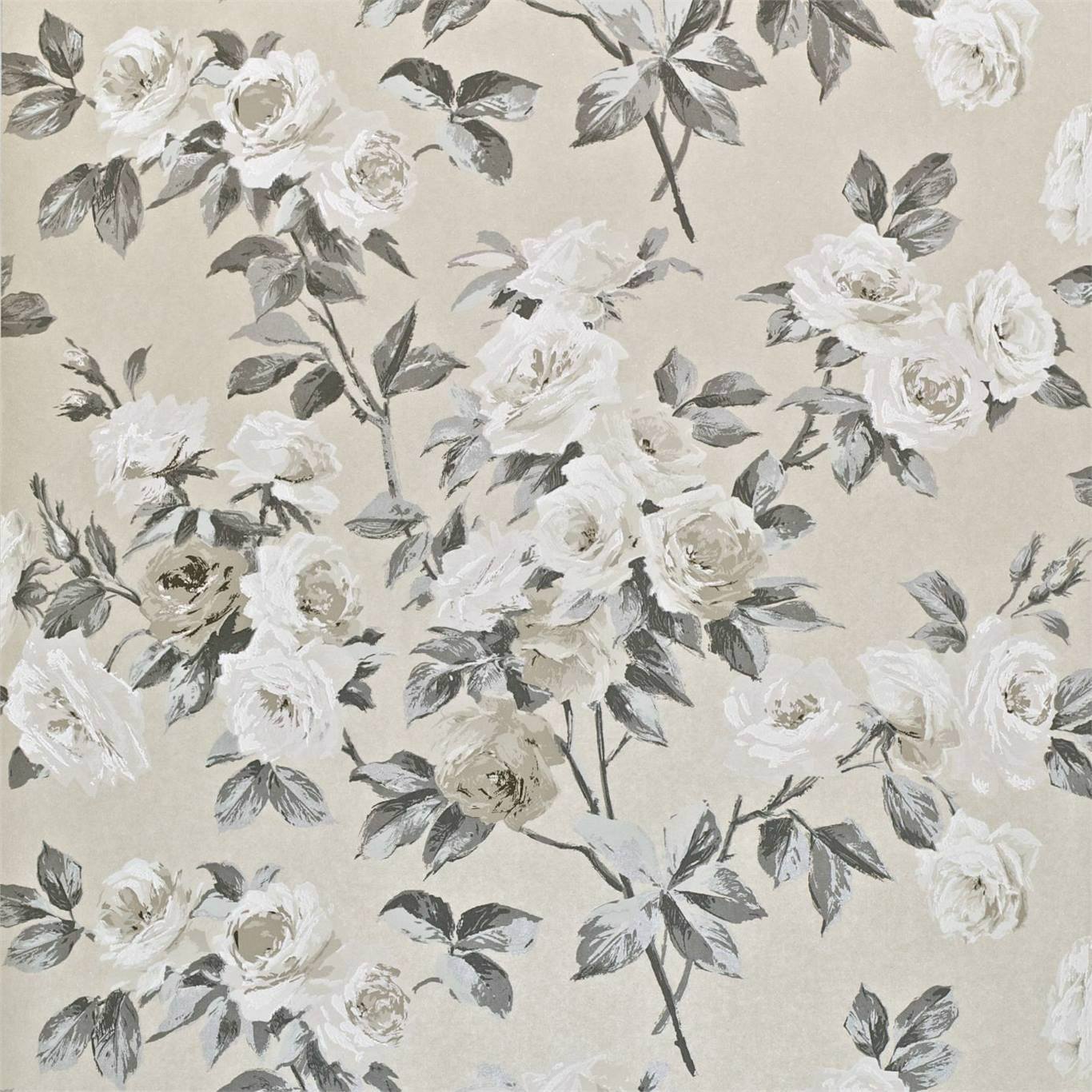 Eglantine Silver/Neutral Wallpaper by SAN