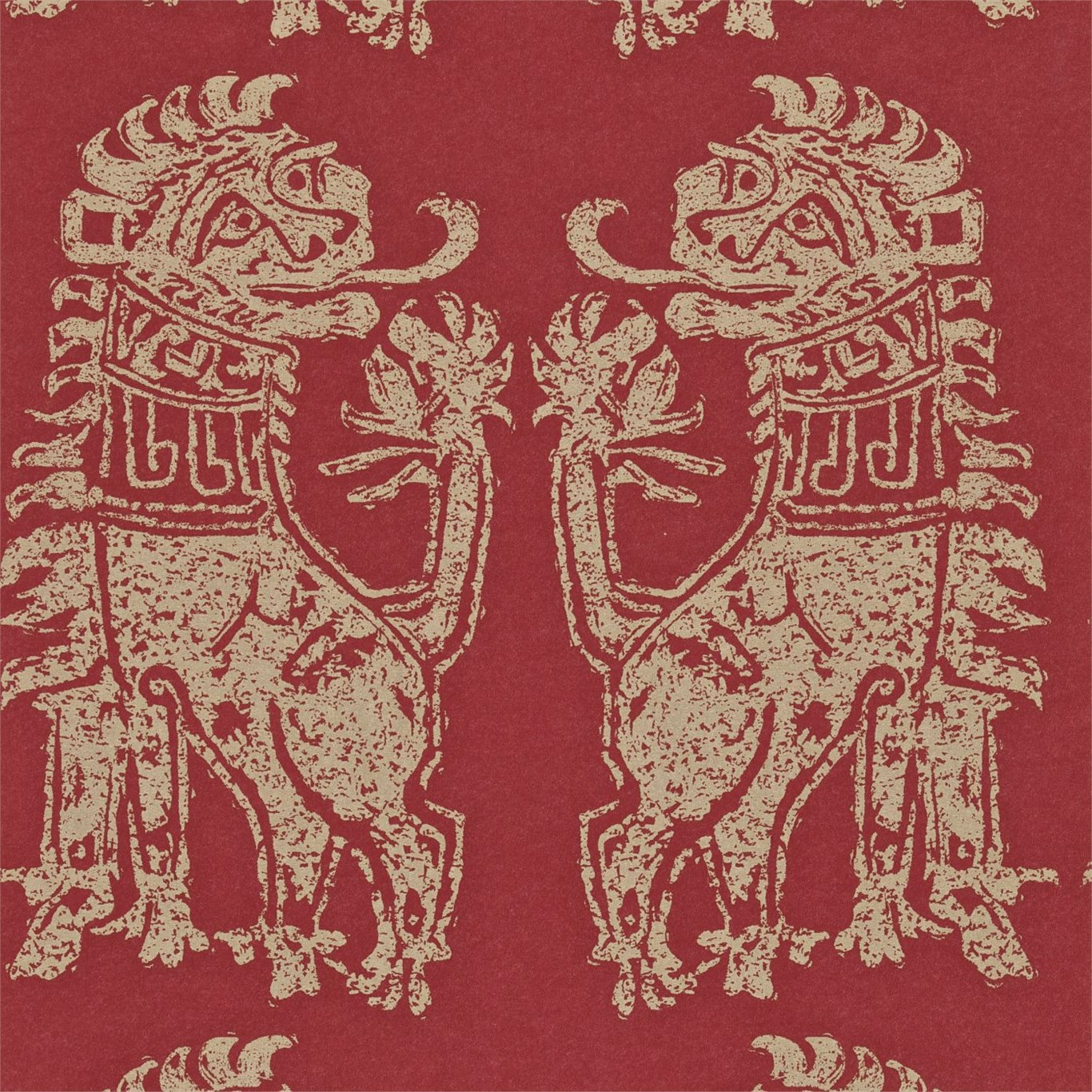 Sicilian Lions Red/Gold Wallpaper by SAN