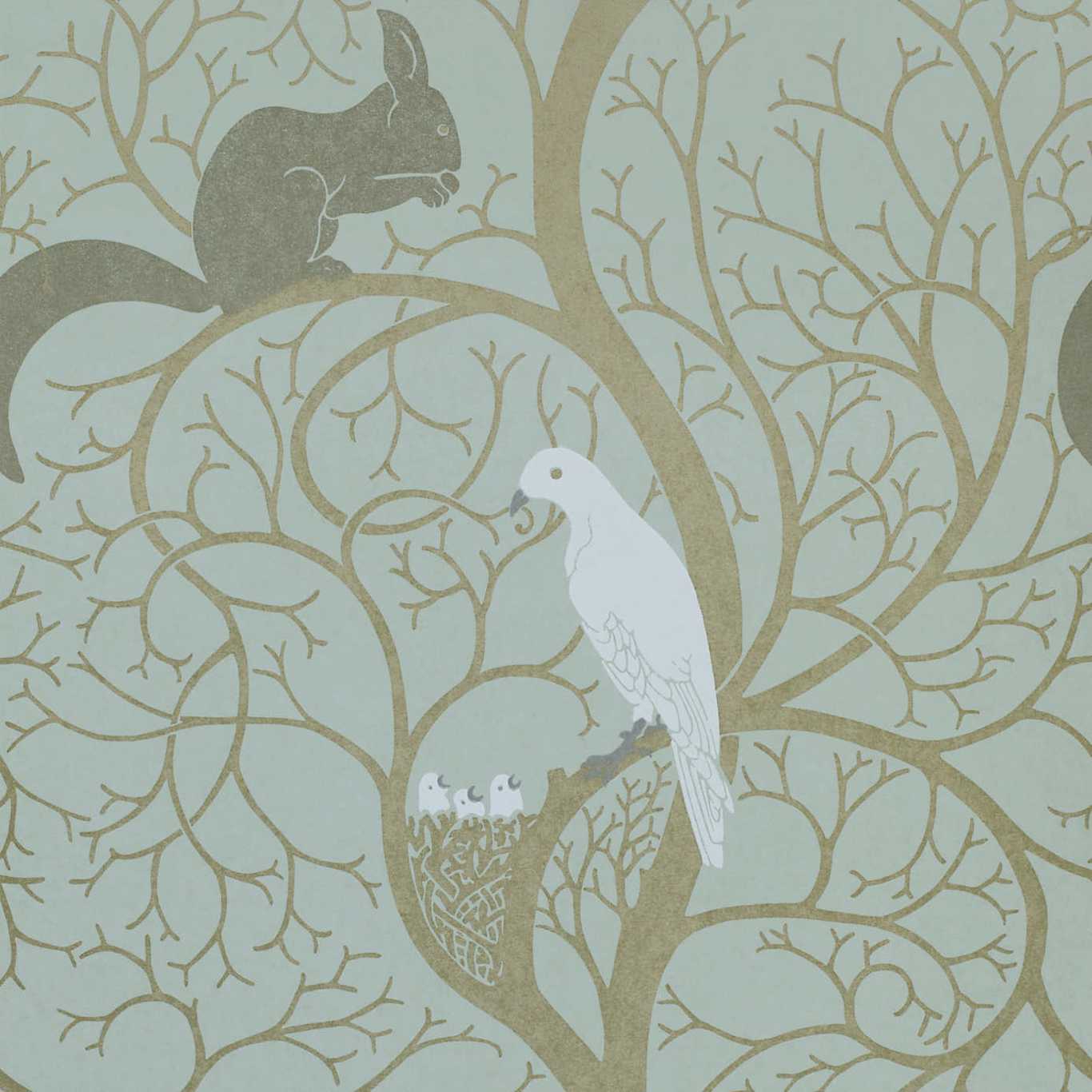 Squirrel & Dove Eggshell/Ivory Wallpaper by SAN