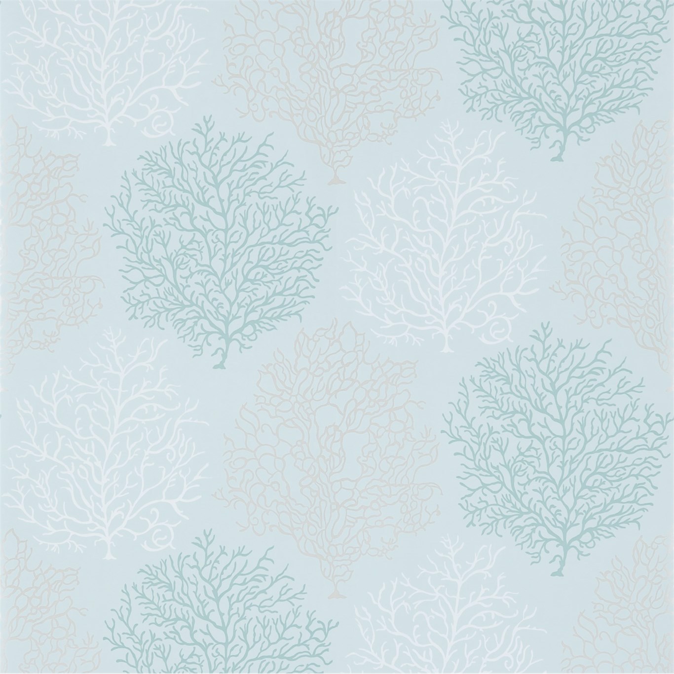 Coral Reef Aqua/Silver Wallpaper by SAN