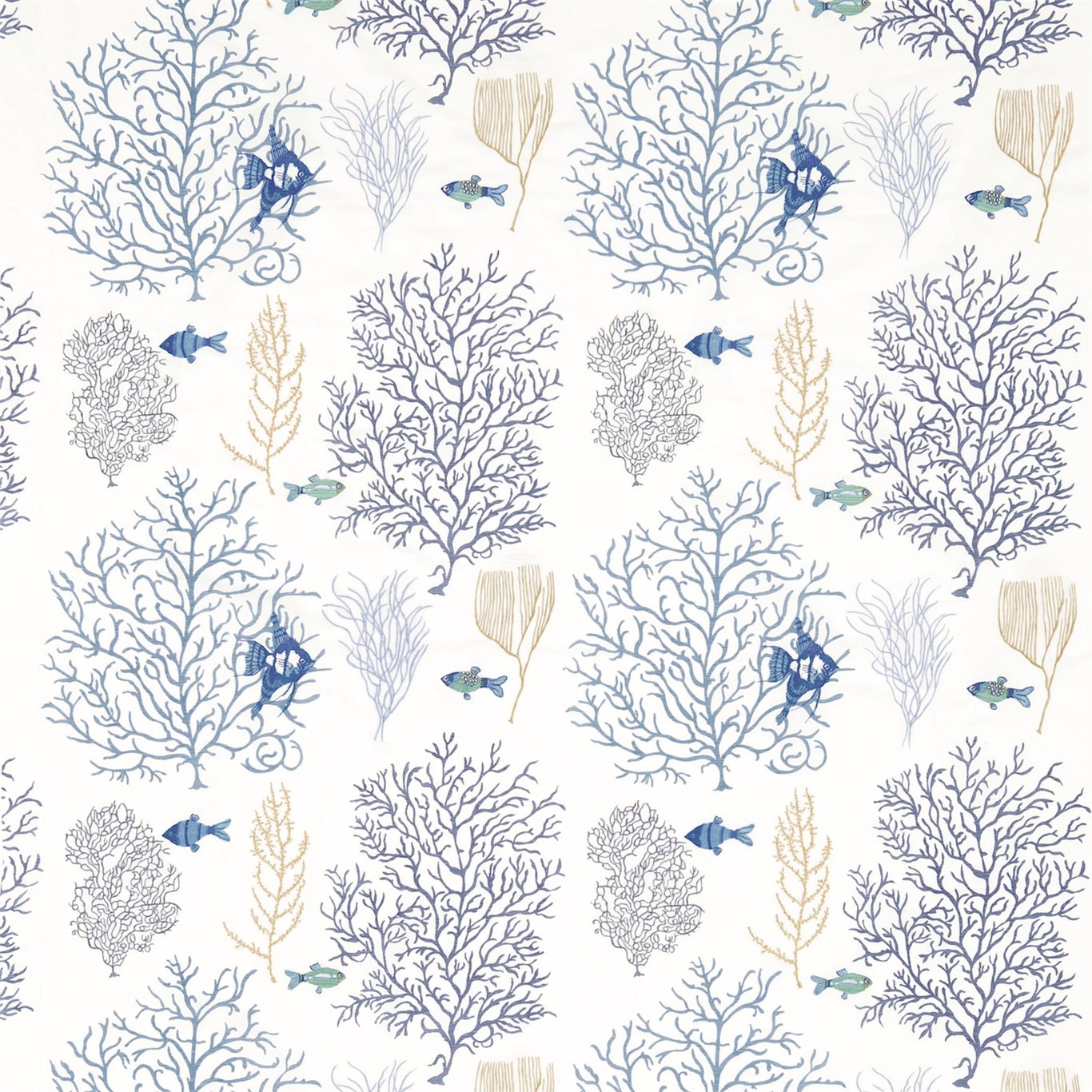 Coral & Fish Marine/Blue Fabric by SAN