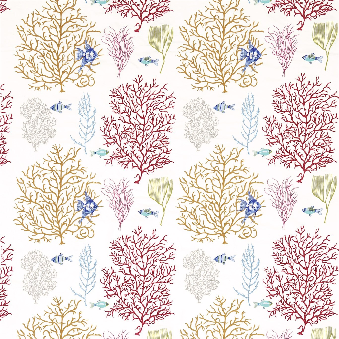 Coral & Fish Tropical/Brights Fabric by SAN