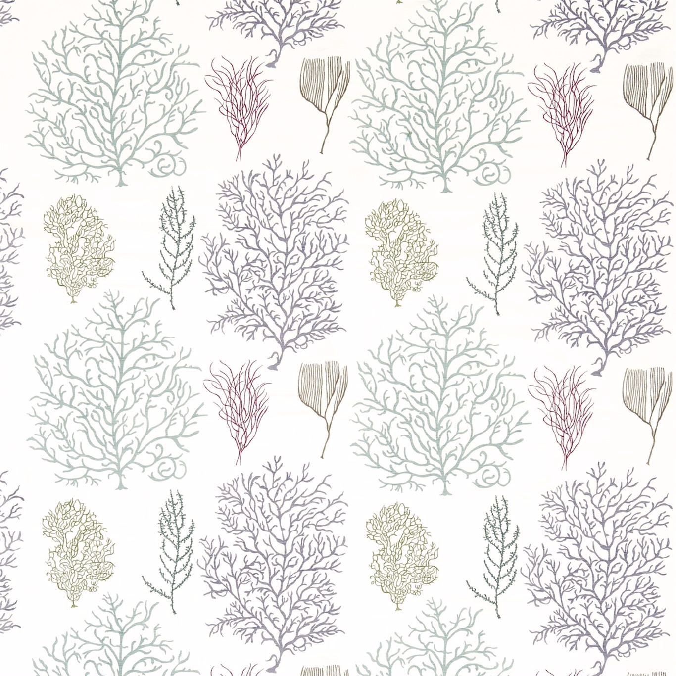 Coral Reef Teal/Mauve Fabric by SAN