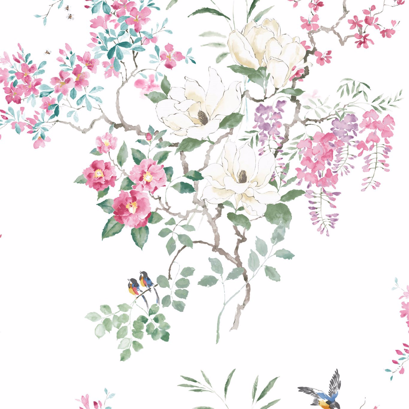 Magnolia & Blossom Panel B Blossom/Leaf Wallpaper by SAN