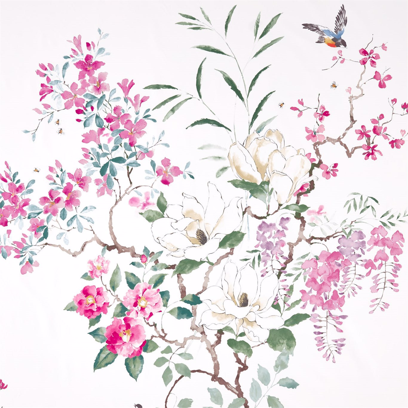 Magnolia & Blossom Blossom/Leaf Fabric by SAN