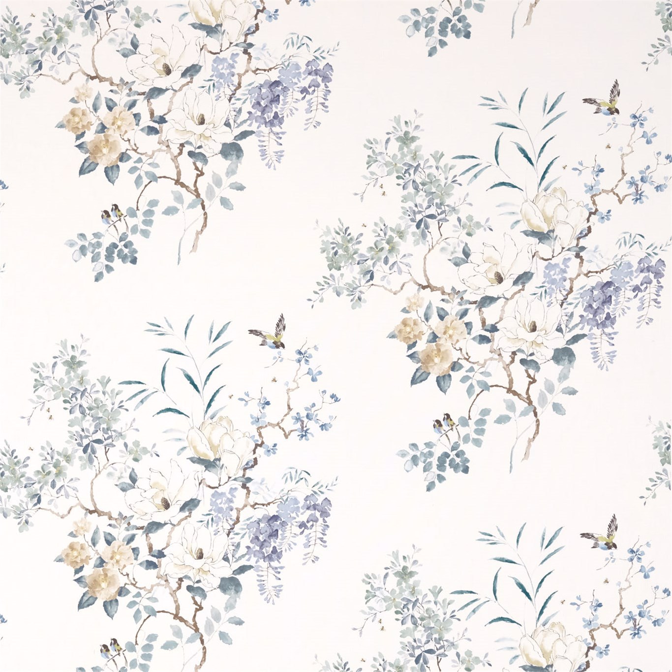 Magnolia & Blossom Mineral/Teal Fabric by SAN