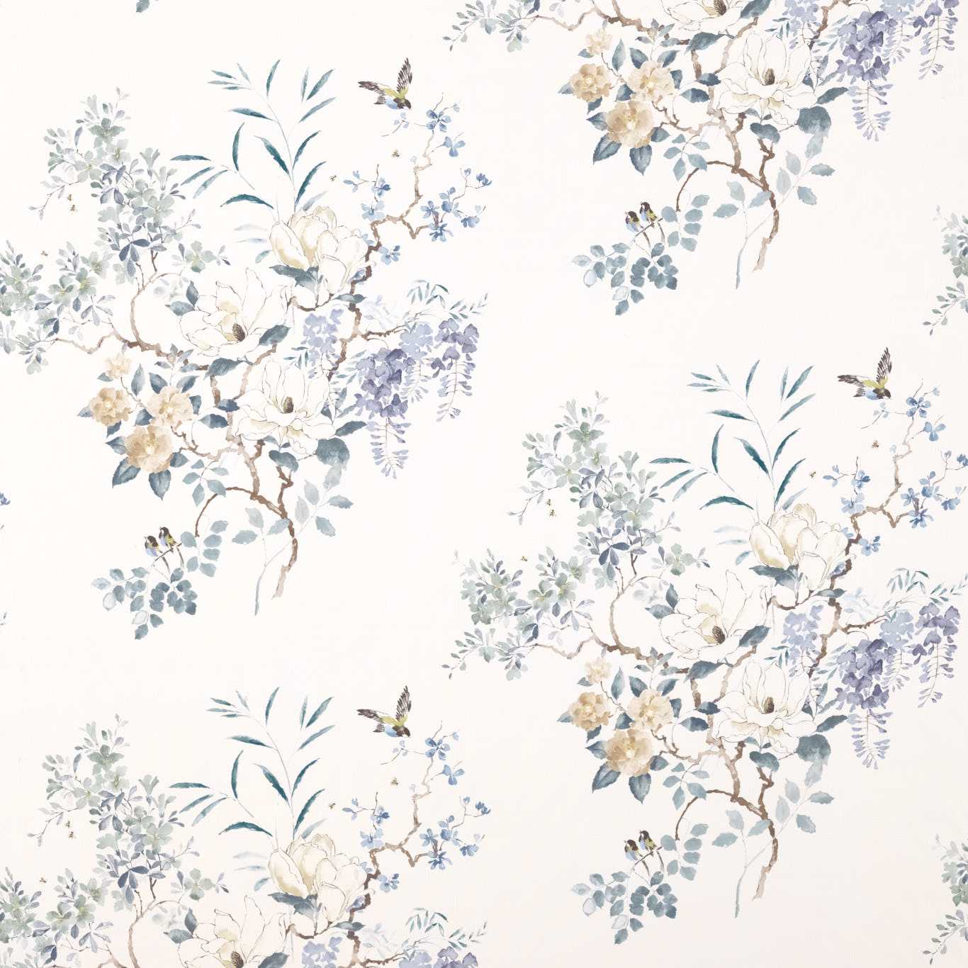 Magnolia & Blossom Mineral/Teal Fabric by SAN