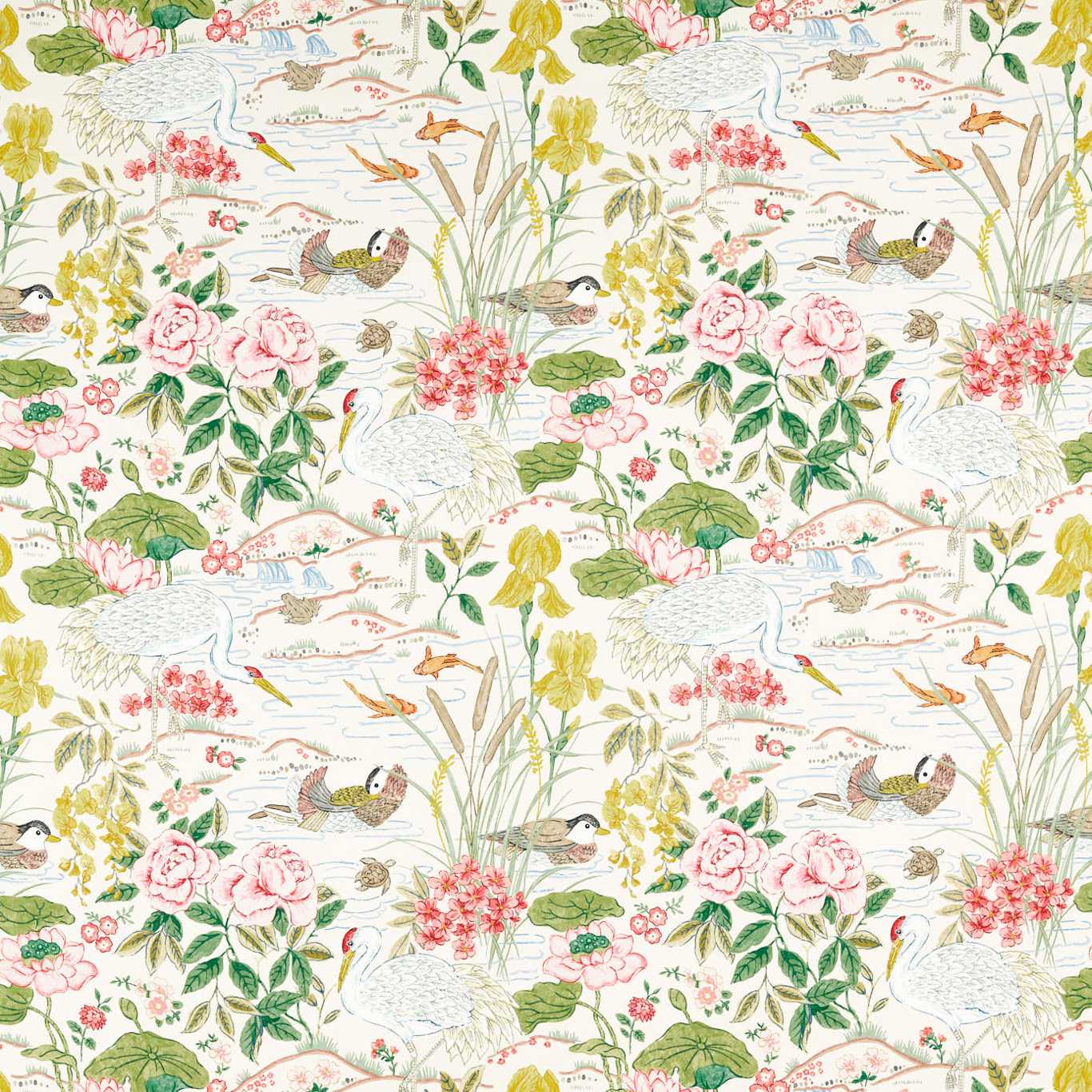 Crane & Frog Lotus Pink/Gosling Fabric by SAN