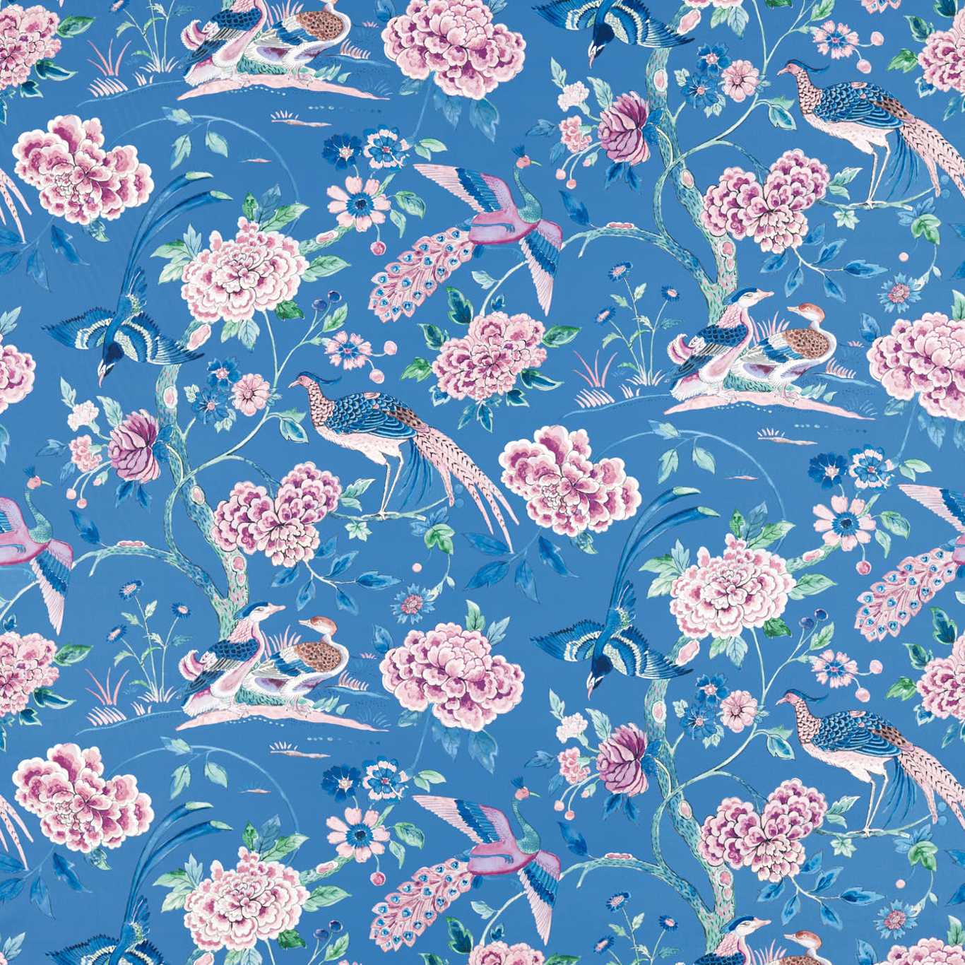 Indienne Peacock Blueberry Fabric by SAN