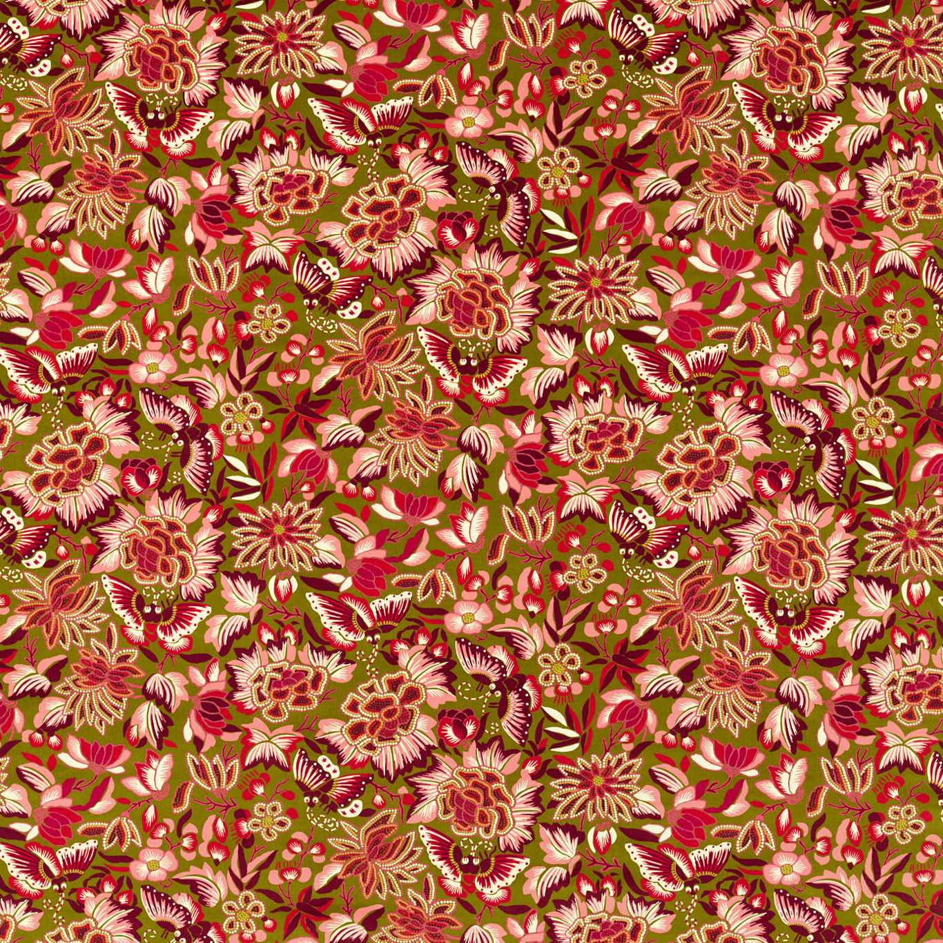 Amara Butterfly Olive /Lotus Pink Fabric by SAN