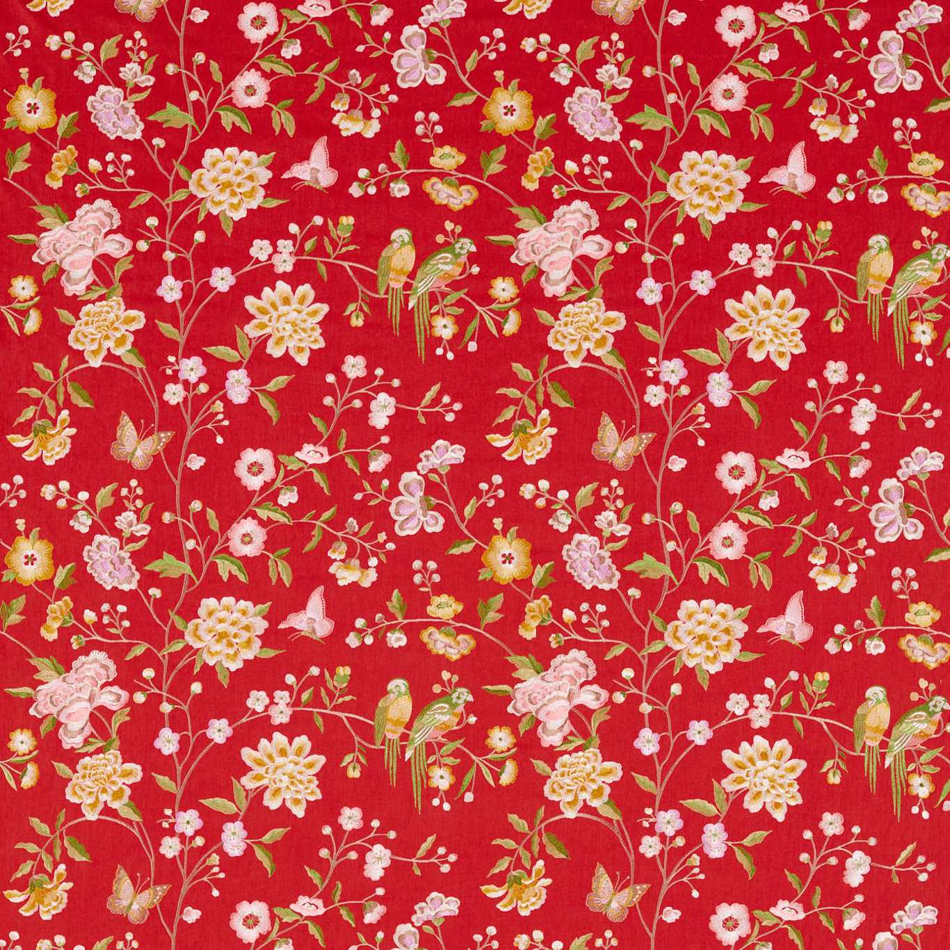 Chinoiserie Hall Cinnabar Red Fabric by SAN