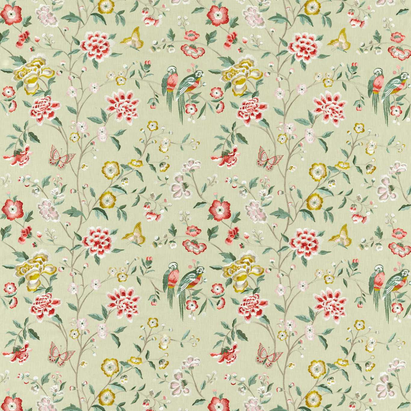 Chinoiserie Hall Bamboo & Rose Fabric by SAN