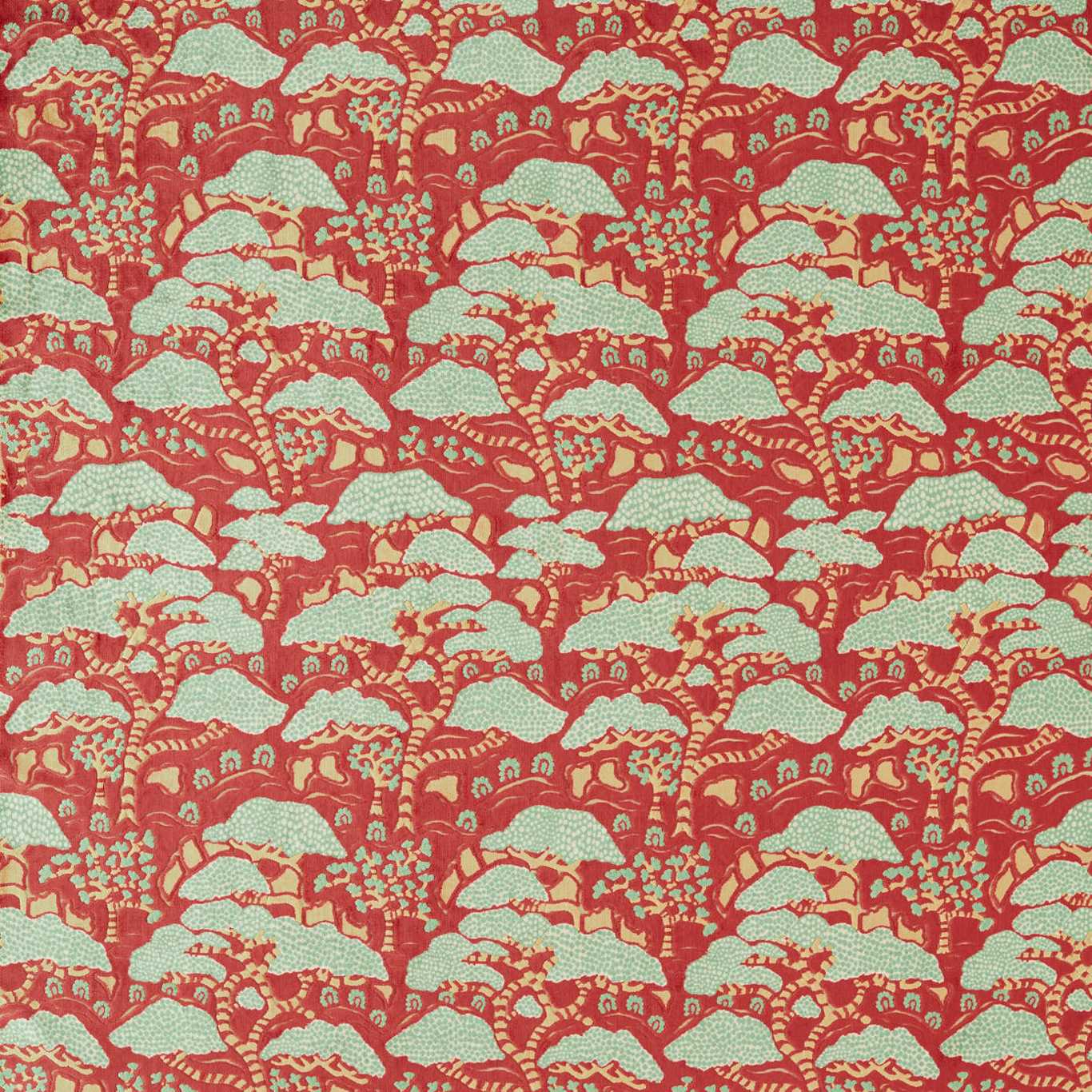 Bonsai & Gingko Ruby Fabric by SAN