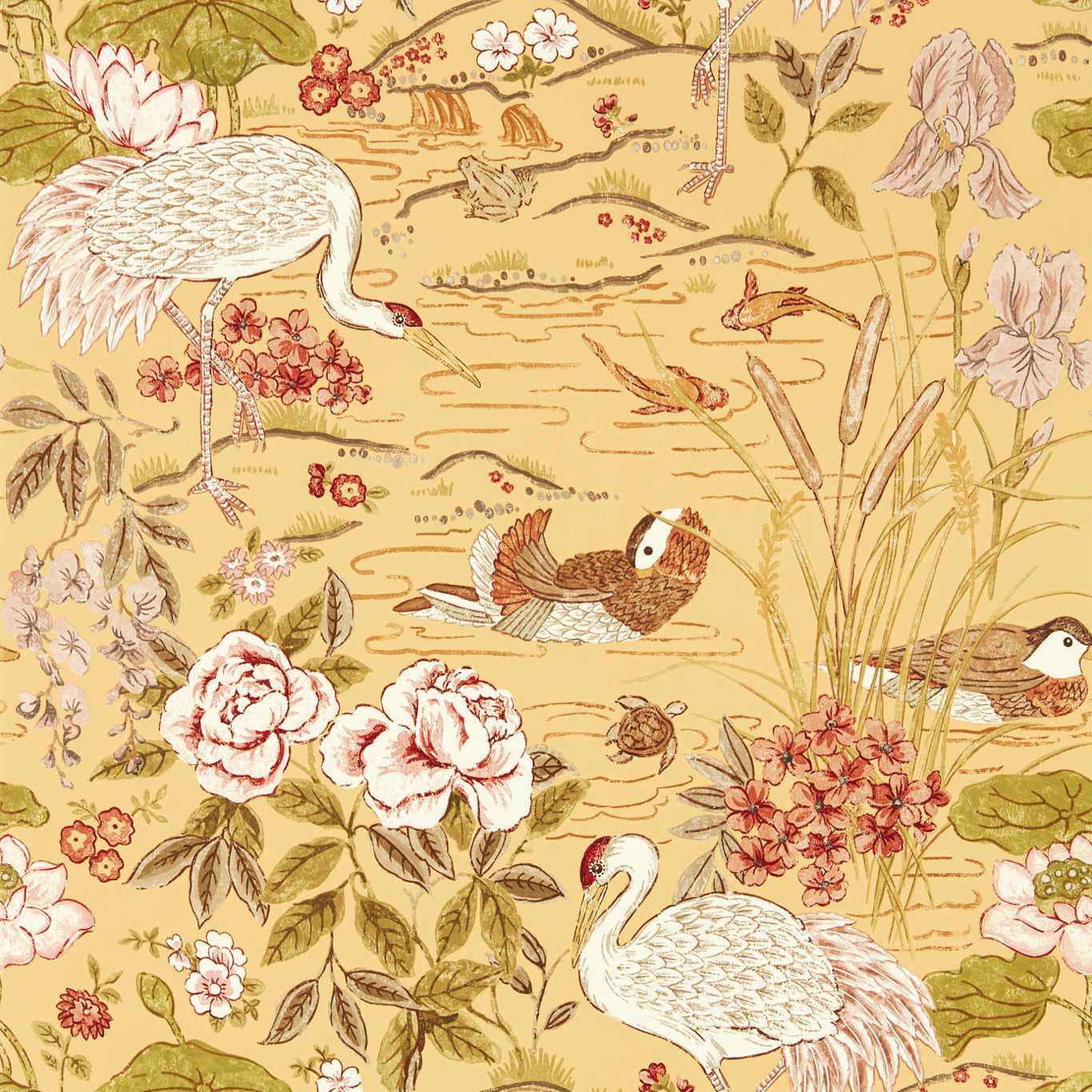 Crane & Frog Honey/Olive Wallpaper by SAN
