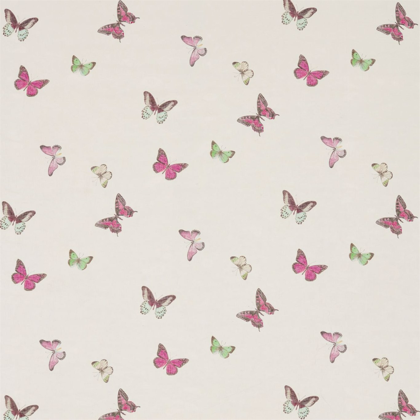 Butterfly Voile Fuchsia/Cream Fabric by SAN