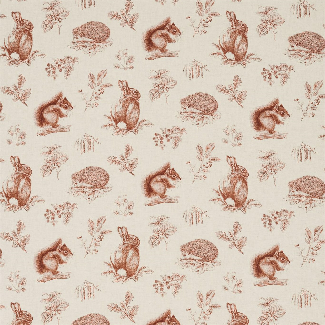 Squirrel & Hedgehog Henna/Wheat Fabric by SAN