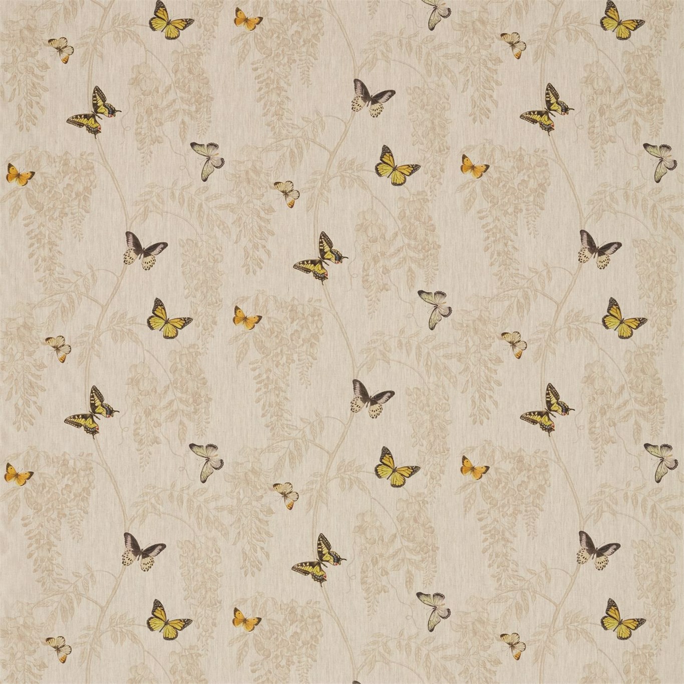 Wisteria & Butterfly Linen/Citrus Fabric by SAN