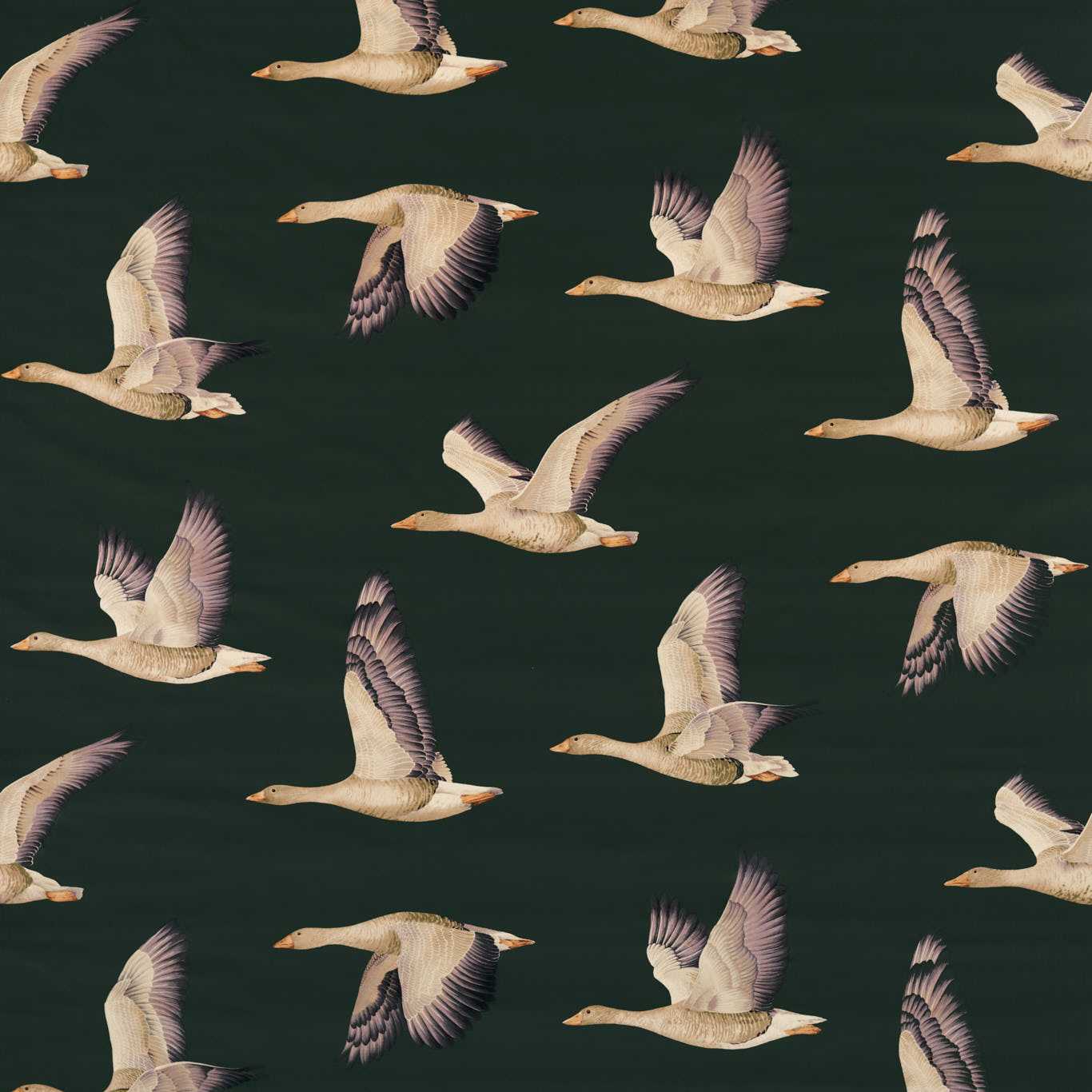 Elysian Geese Forest/Fig Fabric by SAN