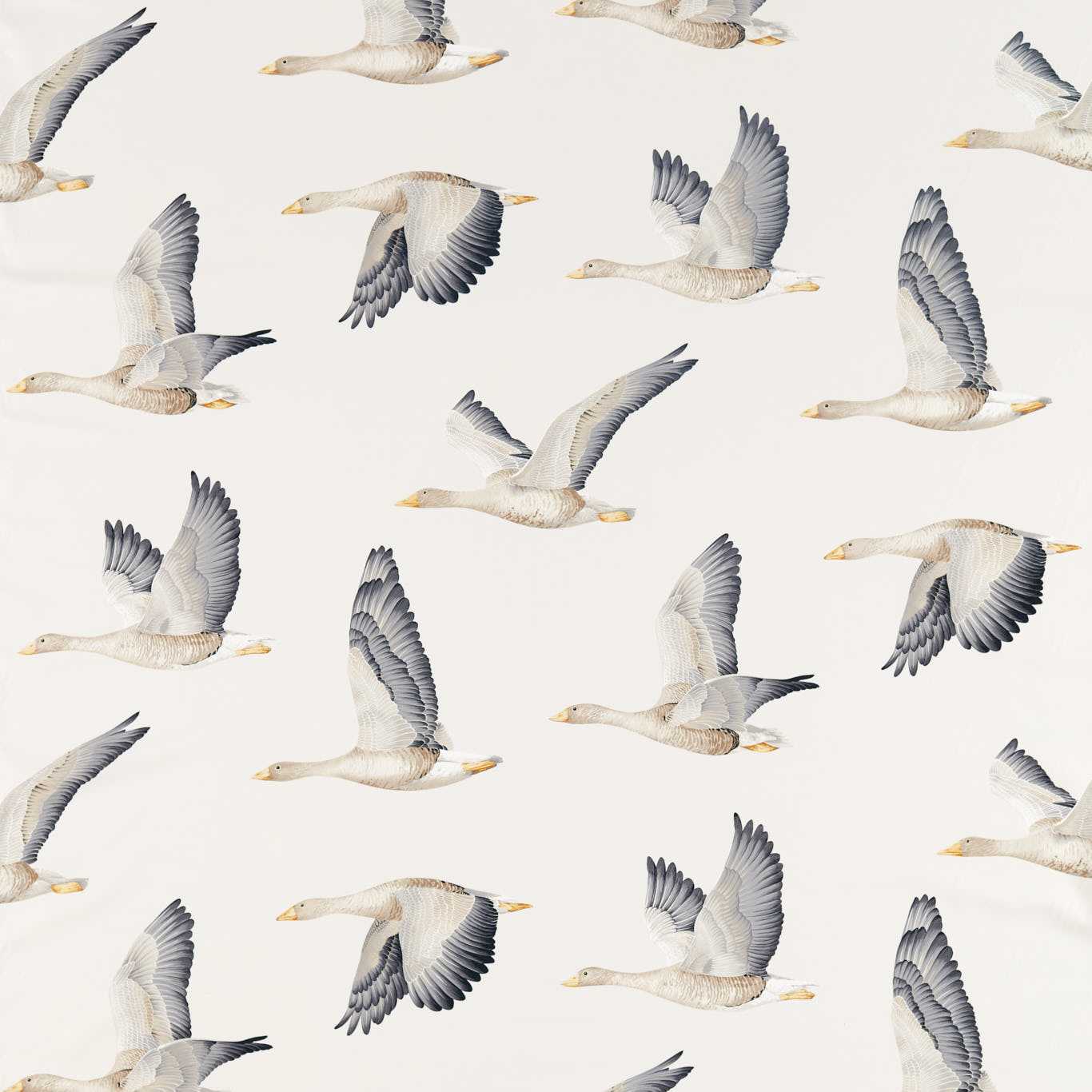 Elysian Geese Silver/Chalk Fabric by SAN